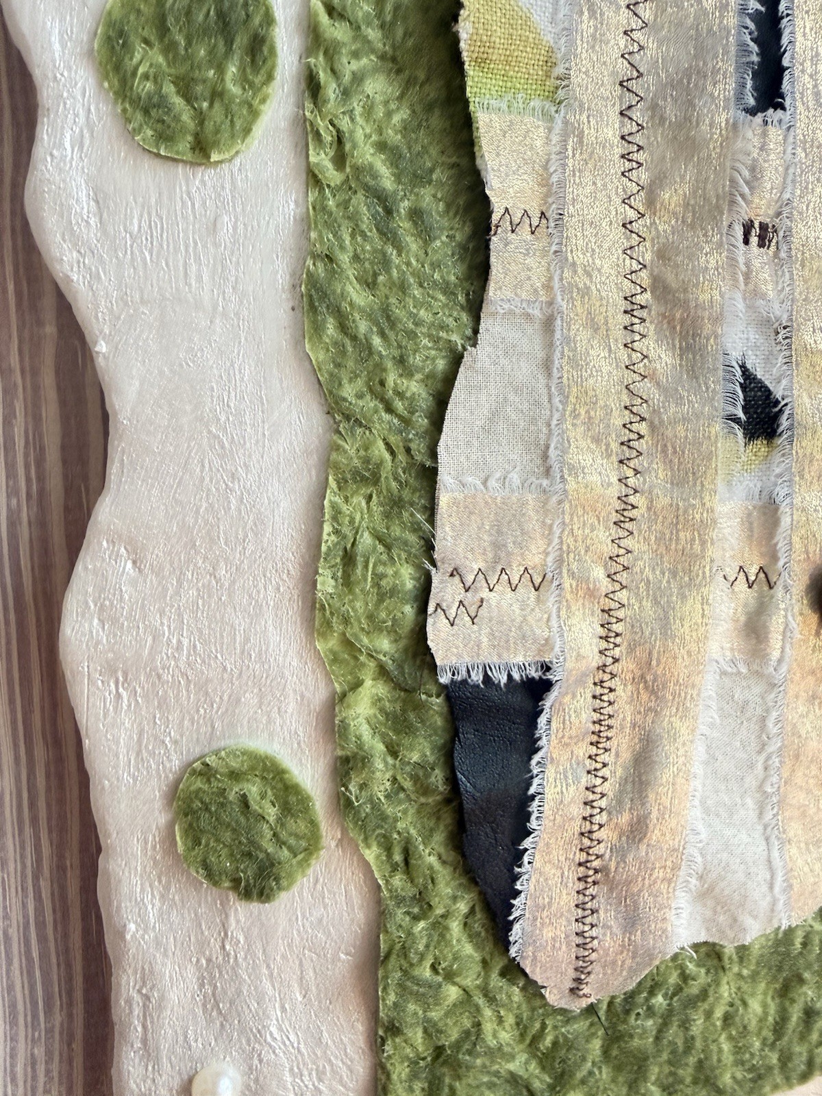 Handmade Textured WallArt Recycled Yarn Fabric Neutral Abstract Fiber Art 24×14”