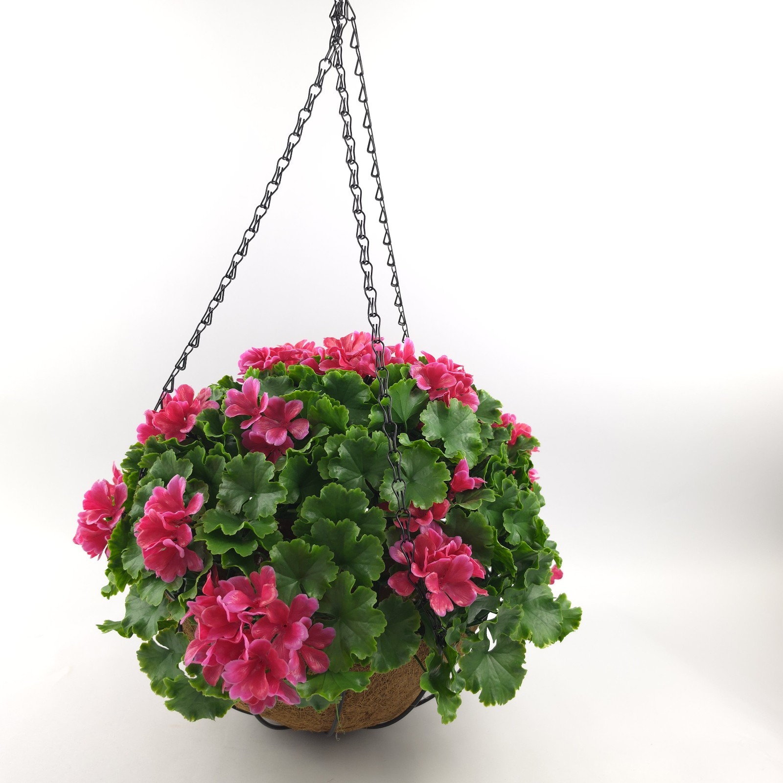 Wicker Park 17″ Faux Pink Geranium Floral Indoor/Outdoor Spring Hanging Basket