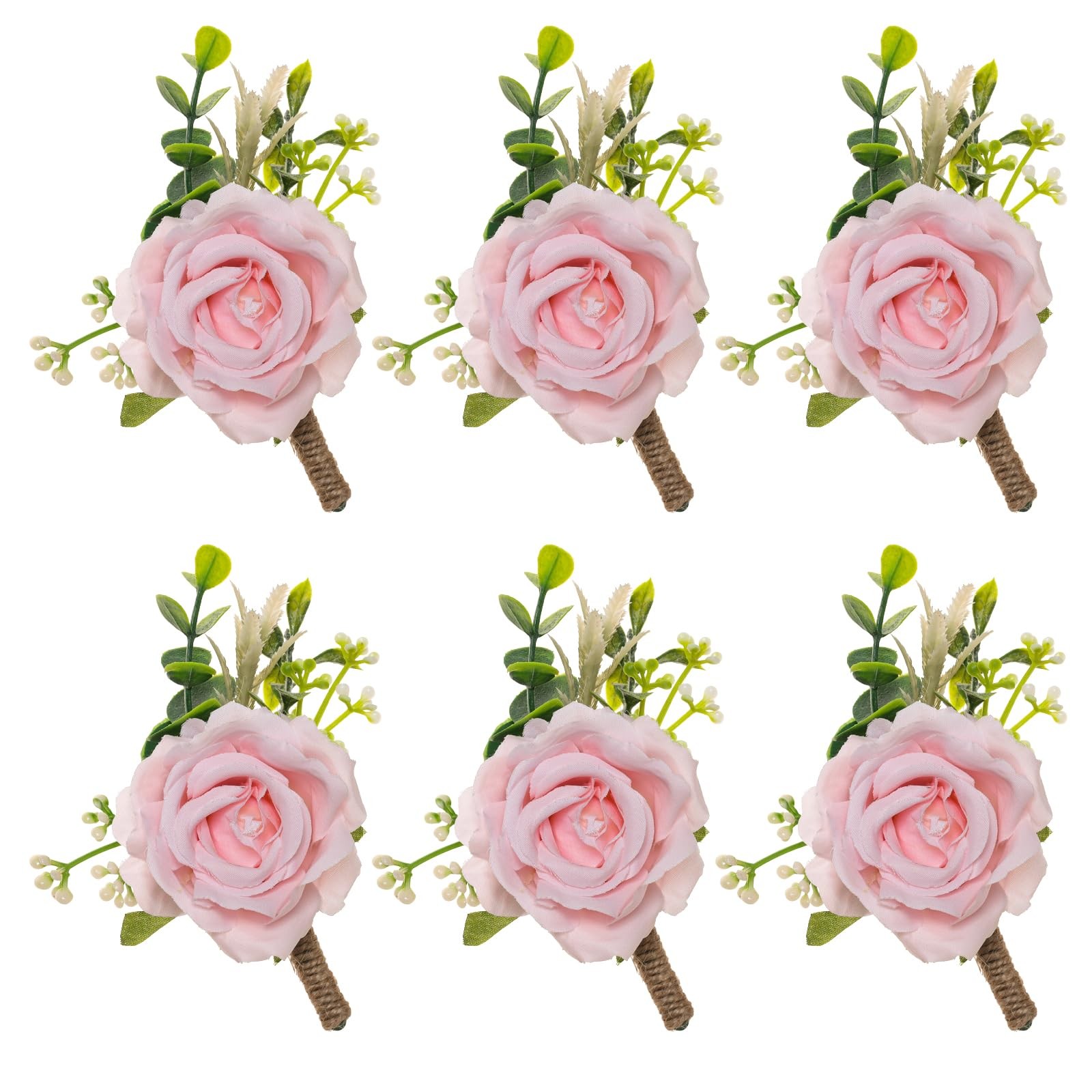 Ivory Rose Boutonniere for Men Wedding Set of 6 Groom Groomsmen Best Man Arti…