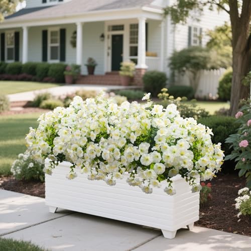 Grunyia Artificial Morning Glory Flowers – 16PCS UV Resistant Faux Silk White