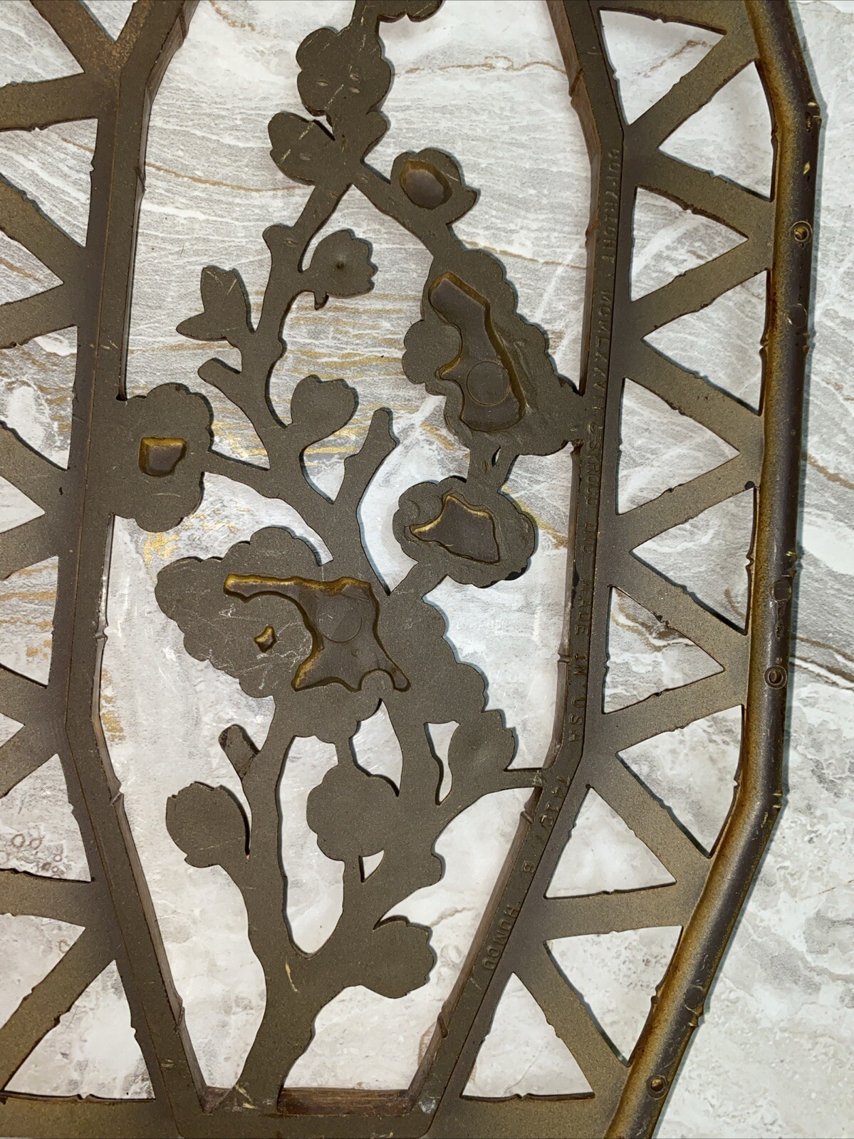 Vtg SYROCO Pair Bamboo Floral Wall Plaques Dart 7412 A & B Homco Retro MCM Boho