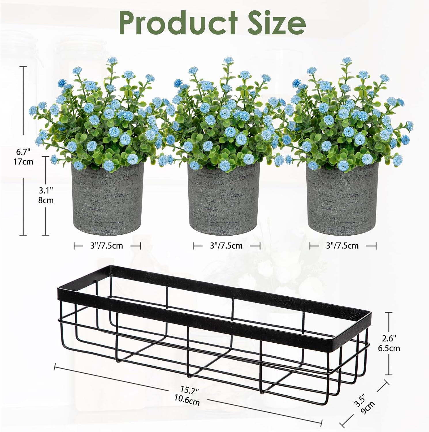 Blue Baby’s Breath Artificial Flower Arrangement for Home Decor and Centerpieces