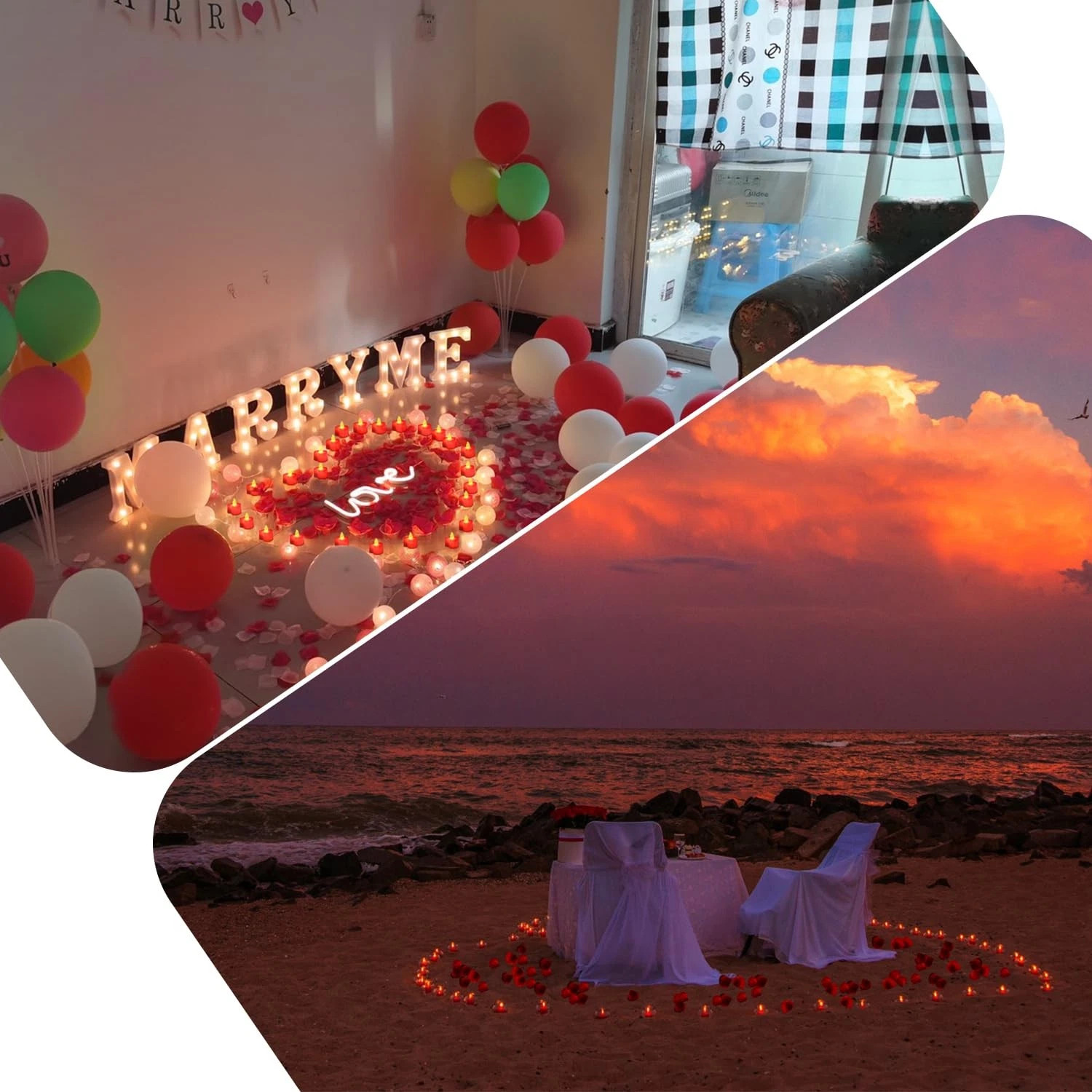 Red Artificial Rose Petals with 24Pcs Red LED Tea Lights Kit, for Home Decor
