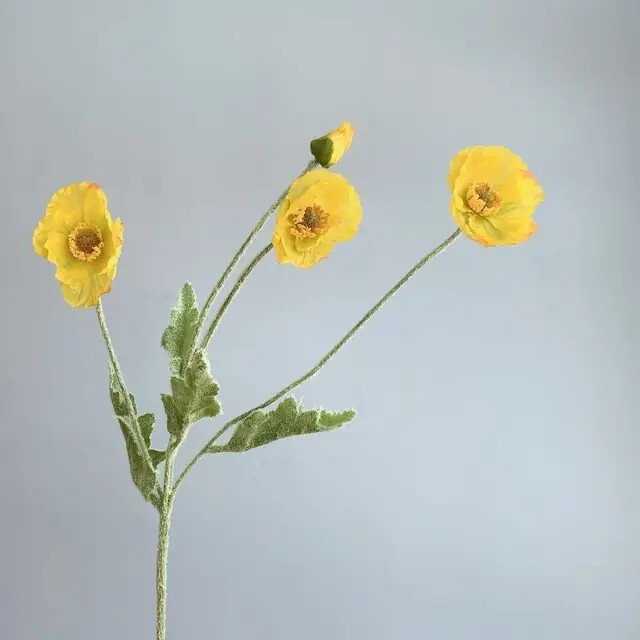 Artificial fake poppy flowers Silk Long Stem Housewarming Bridal Boquet Decor