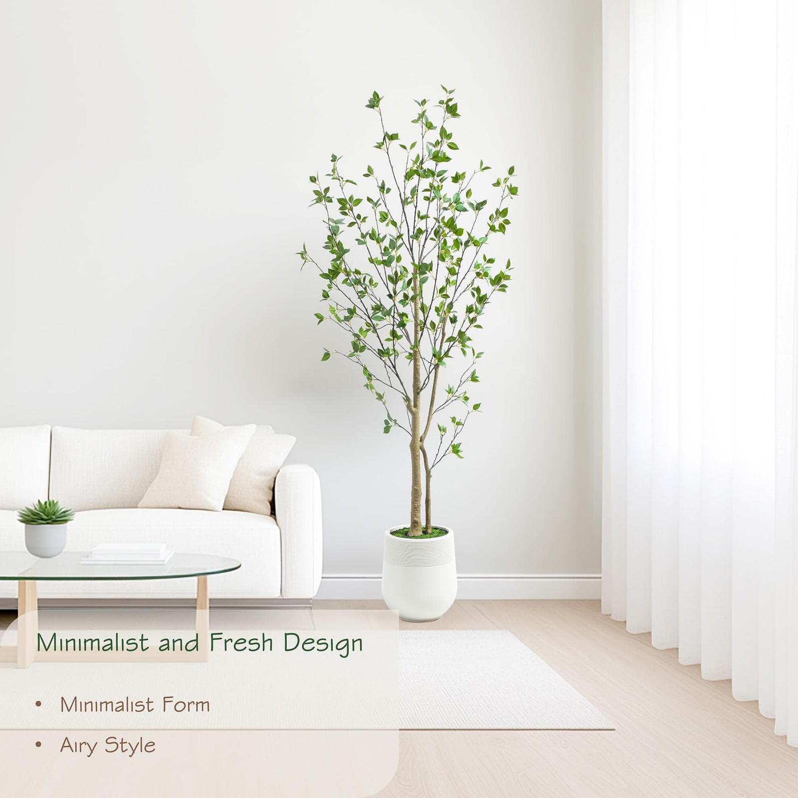 6ft Minimalist Artificial Citrus Tree with Large Exquisite Planter, 72in Faux…