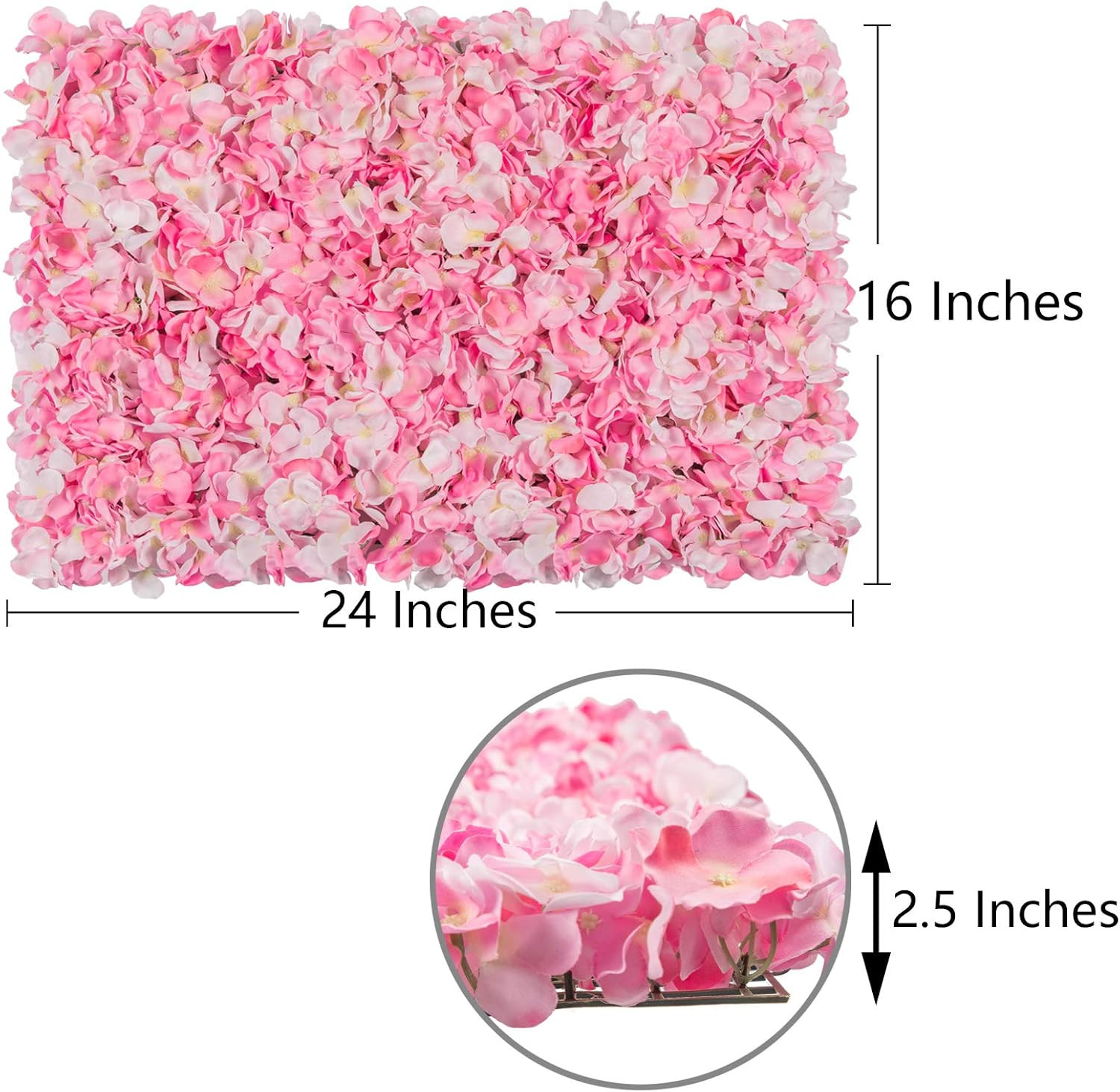 Flower Wall Panel Set, U’Artliens Artificial Wall Flower Backdrop 24X16 Inch 3D