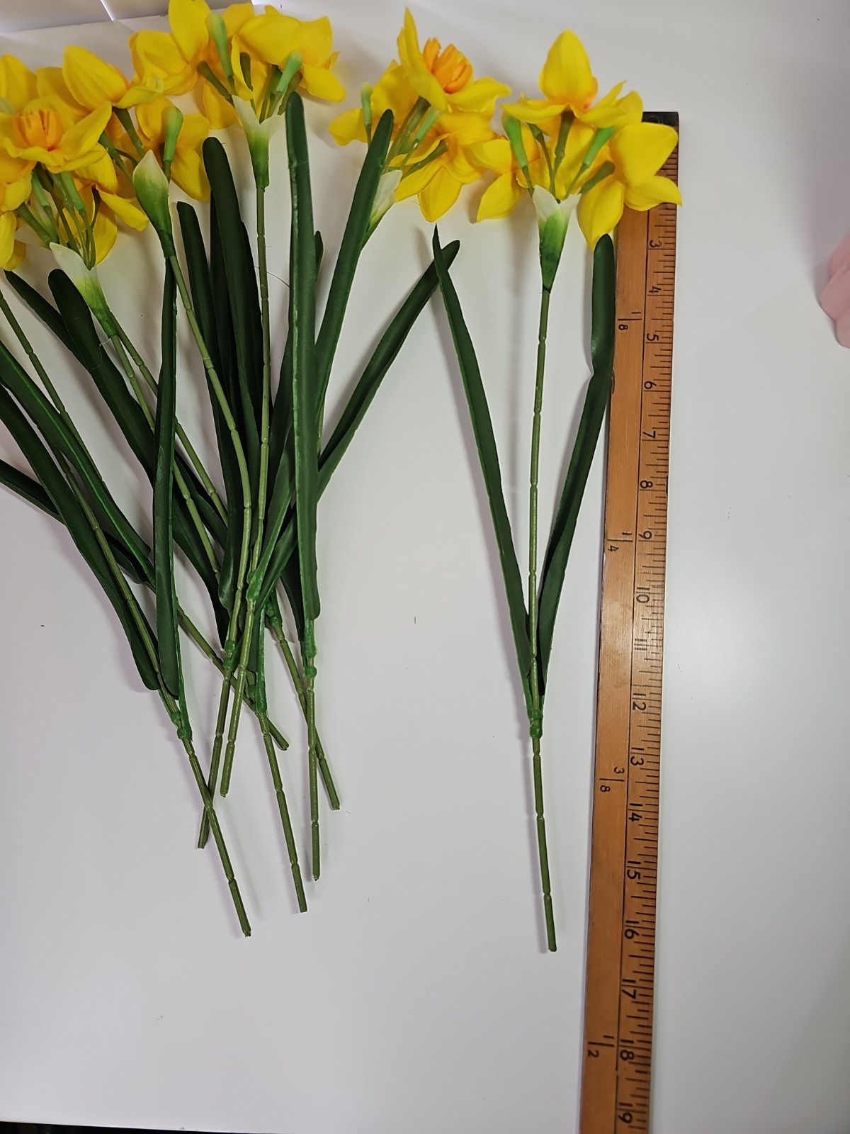 Artificial Daffodil Flowers 8 Stems Yellow Narcissus Faux Floral Decor No Vase