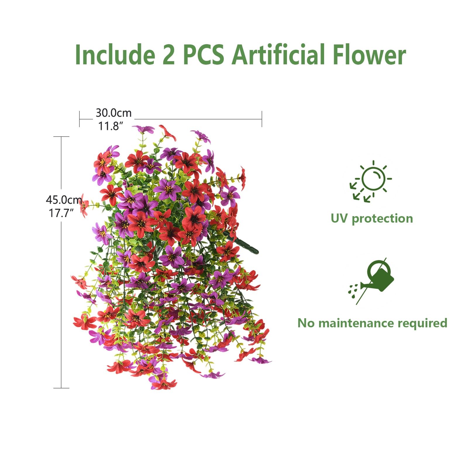 Artificial Flowers for Outdoor Faux Hanging Plants Spring Summer Decoration 2…