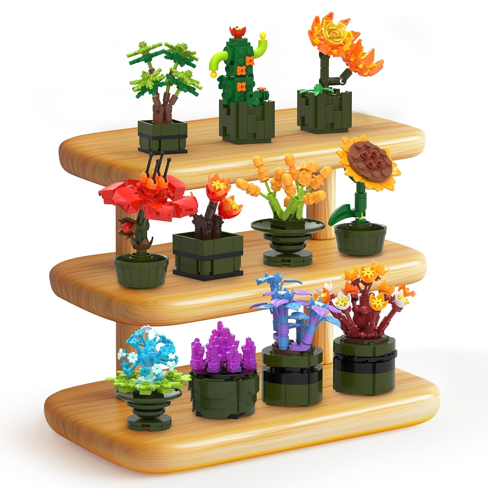 NUTCRACKER 12Pcs/Set Succulent Flower Building Set, Flower Bonsai Botanical C…