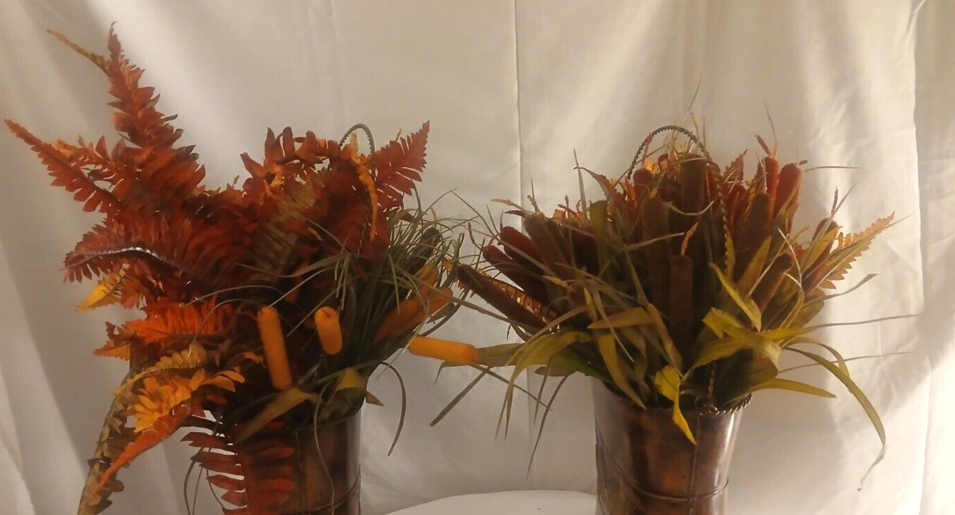 Fall Flower Arrangement Center Piece Vase Autumn Thanksgiving Pinecones Set of 2