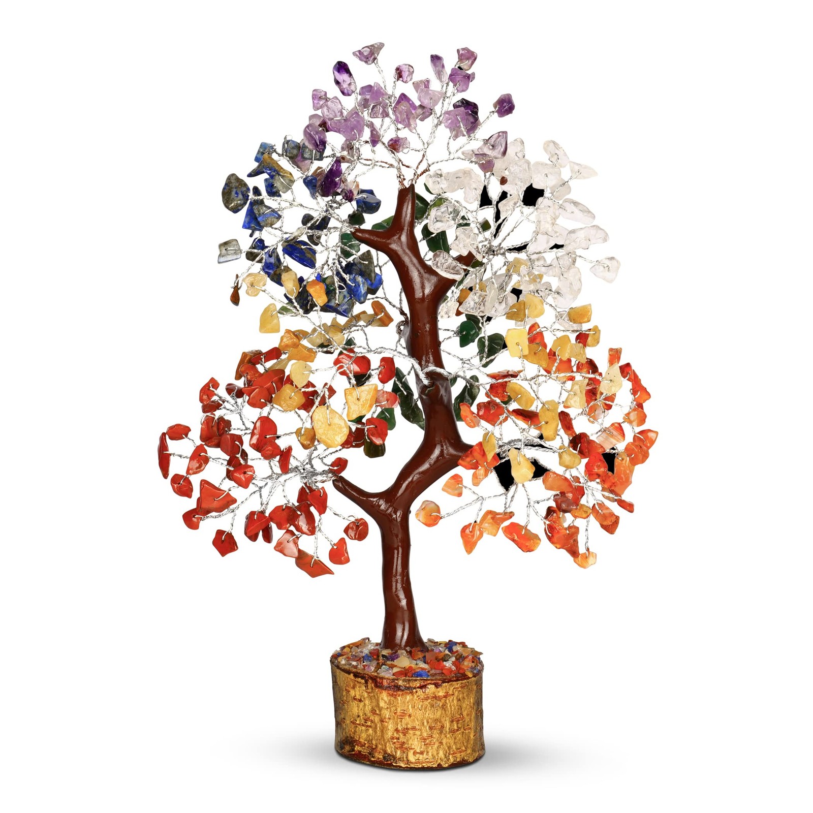 10-12″ 7 Chakra Crystal Bonsai Tree with Amethyst Lapis Carnelian Quartz