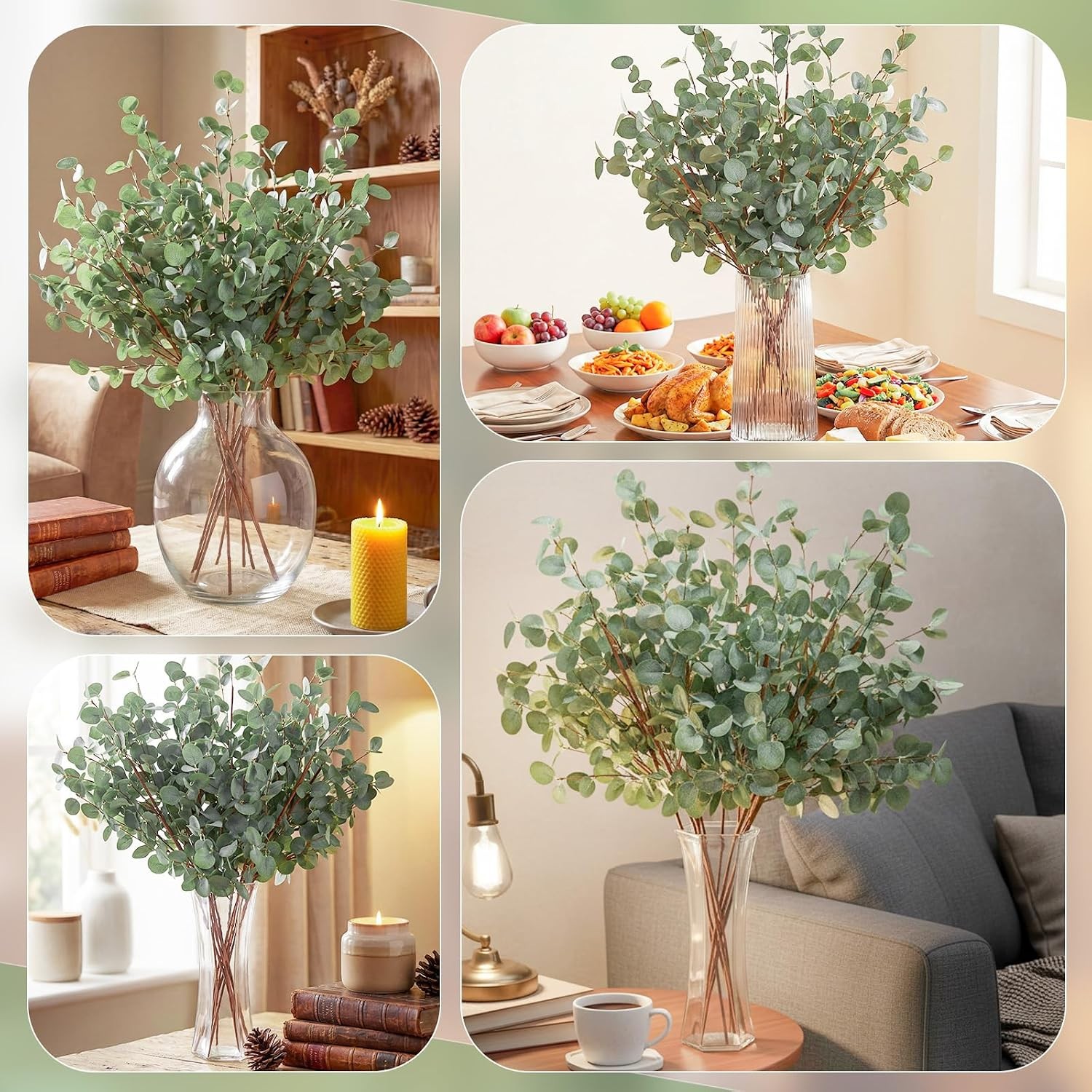 10 pcs 30in Extra Long Artificial Eucalyptus Stems Tall Greenery Stems Realistic