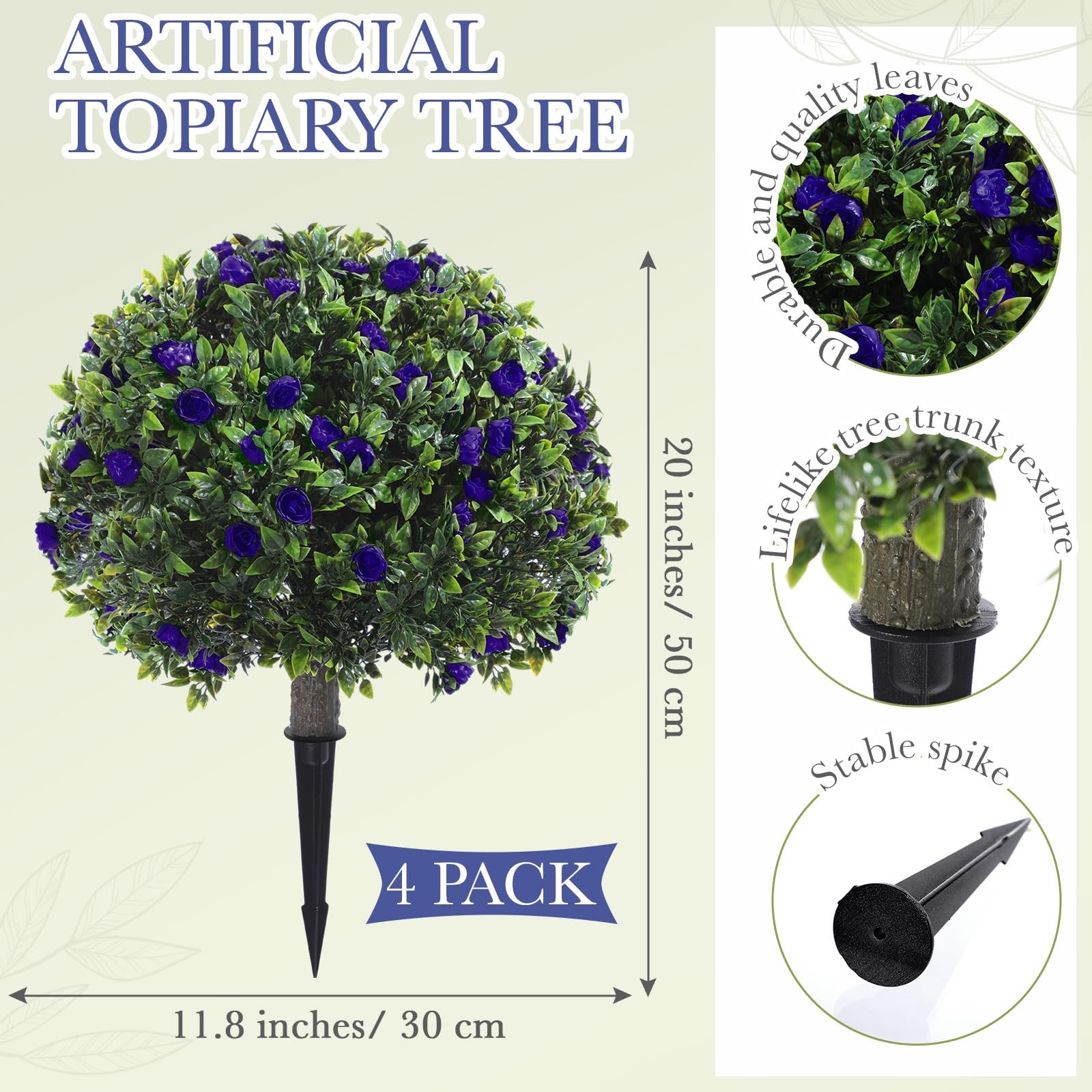 2 Pack Artificial Boxwood Topiary Tree with Faux Rose Bush 18 Inch Outdoor Fa…
