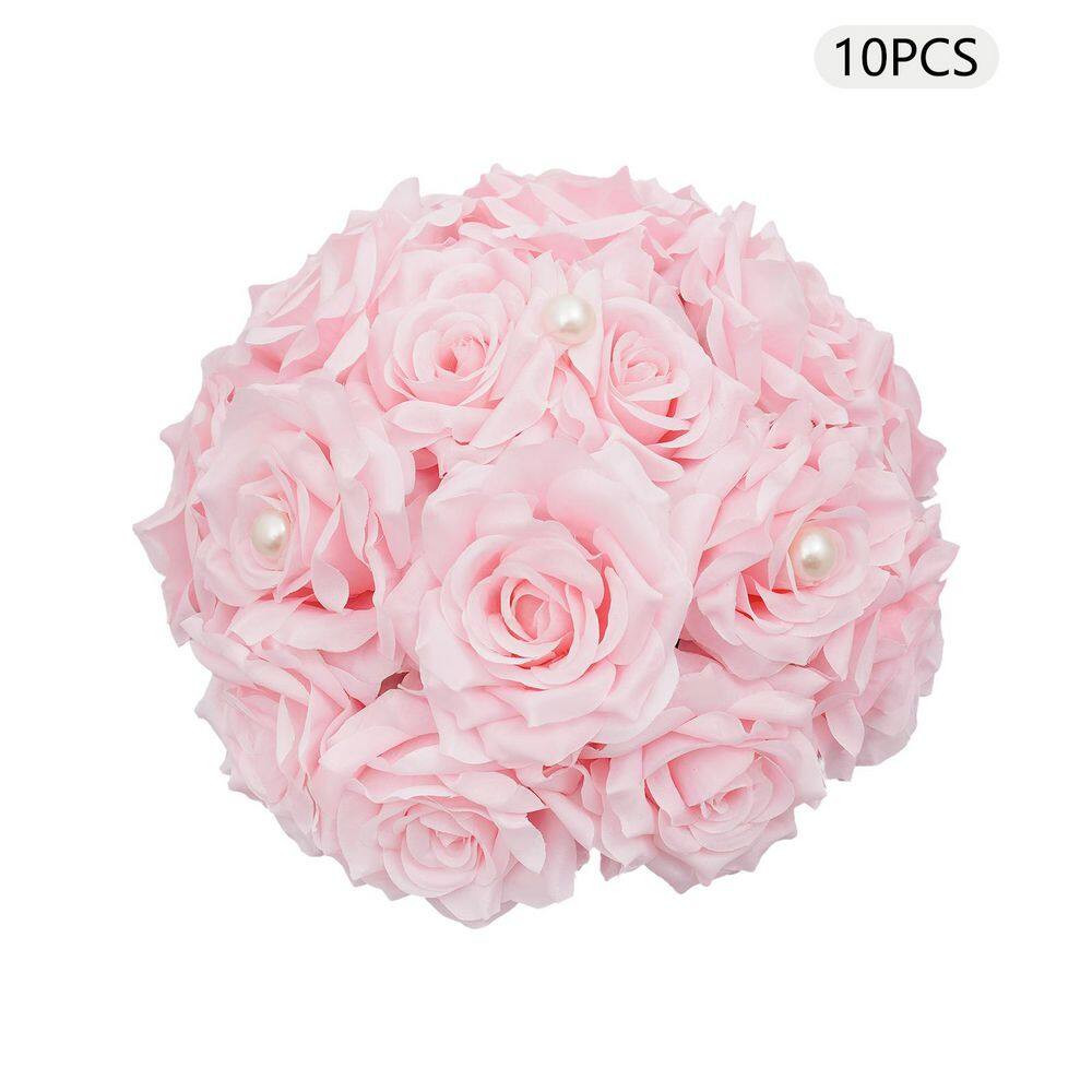 9.4 In. Pink Indoor/Outdoor Artificial Rose Flower Wedding Banquet Artificial Fl