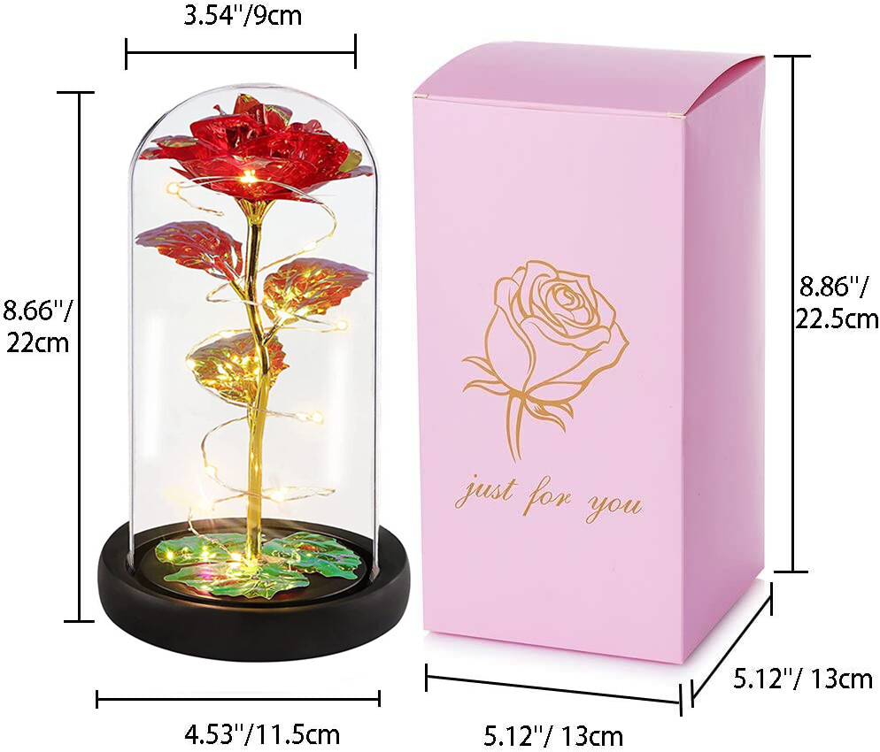 Light Up Roses Forever Rose Lamp Crystal Flower Birthday Gifts for Women