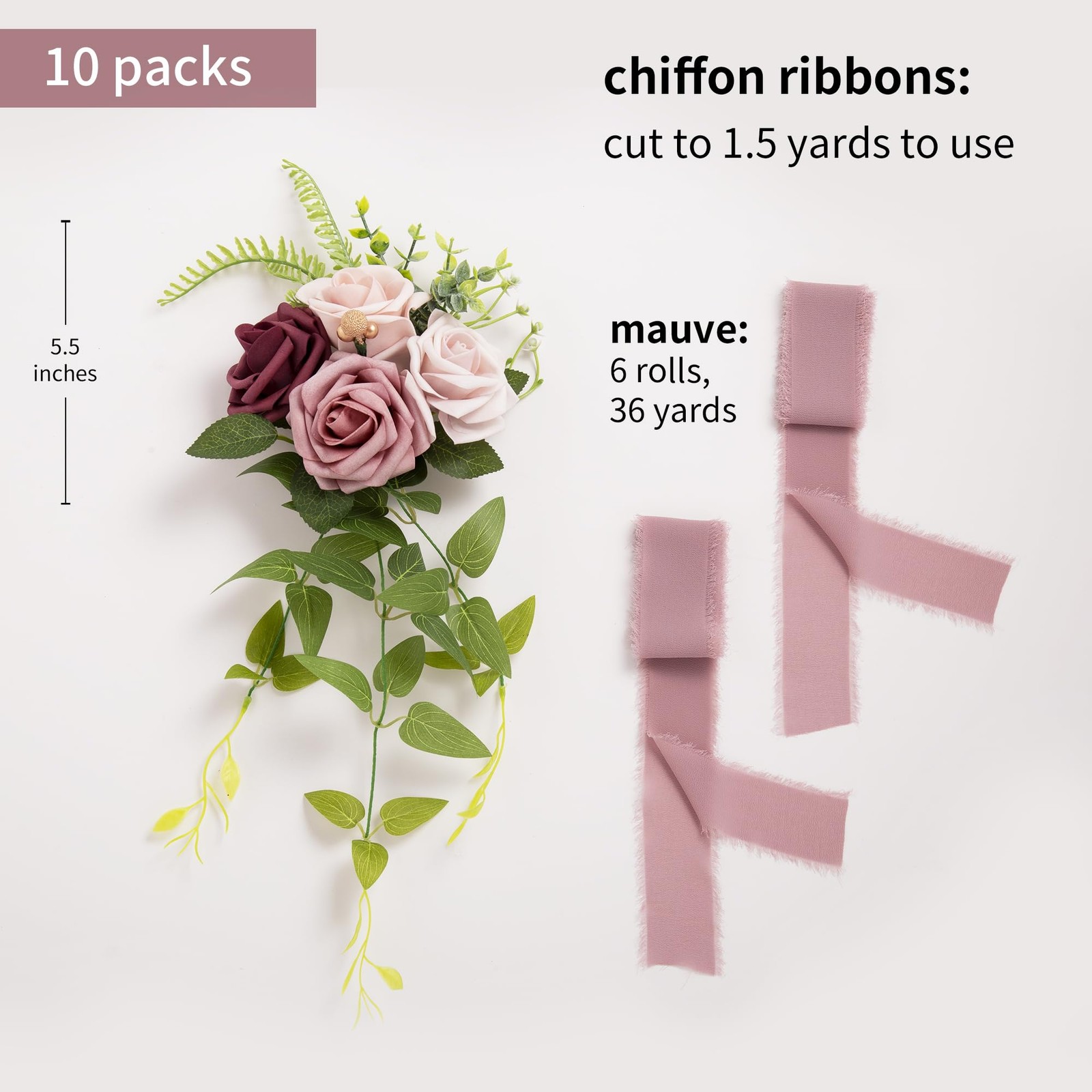 Wedding Aisle Decorations Mauve Pew Flowers Set of 10