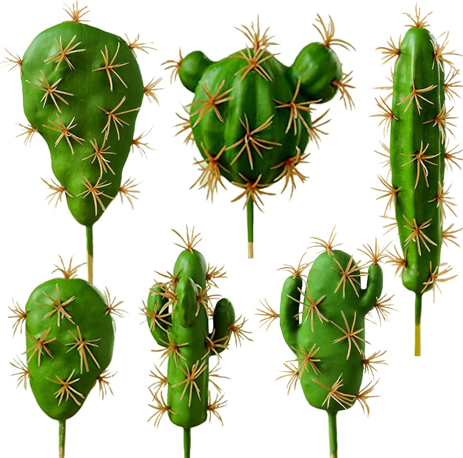 6 Pcs Artificial Cactus Faux Cactus Plant Flower Arrangement Green Plant Mate…