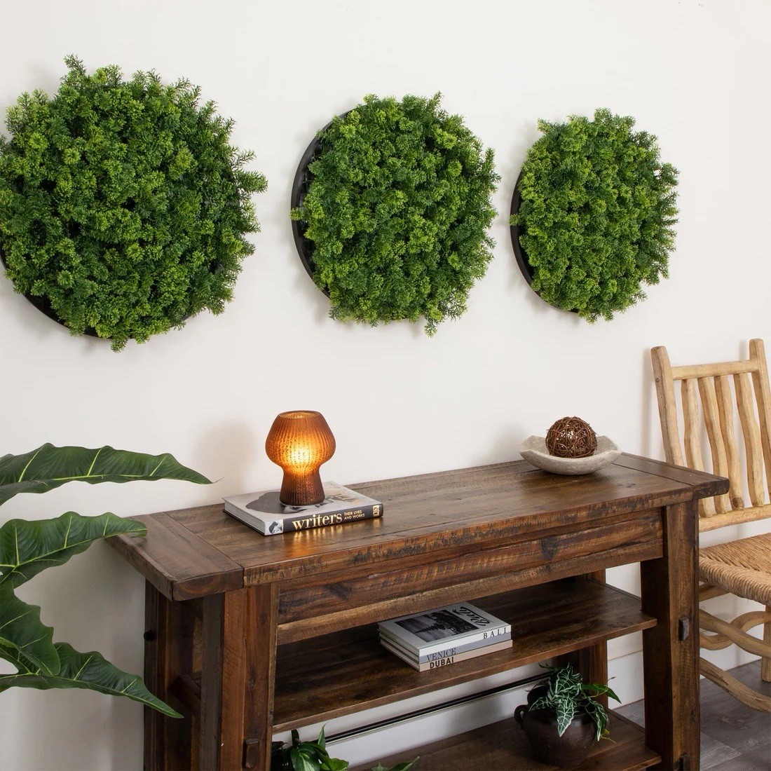 Artificial Boxwood Topiary Ball Wall Decor, Green Nature Theme, 20″ Dia