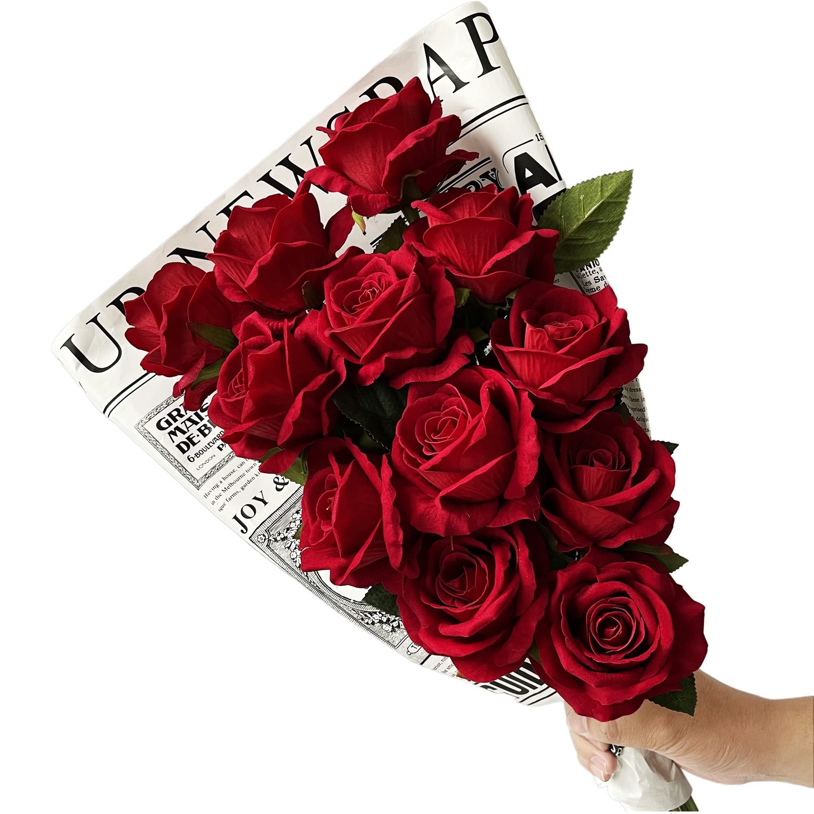 12 Pcs Artificial Rose Flowers Blossom Red Rose Flowers Real Touch Silk Faux …