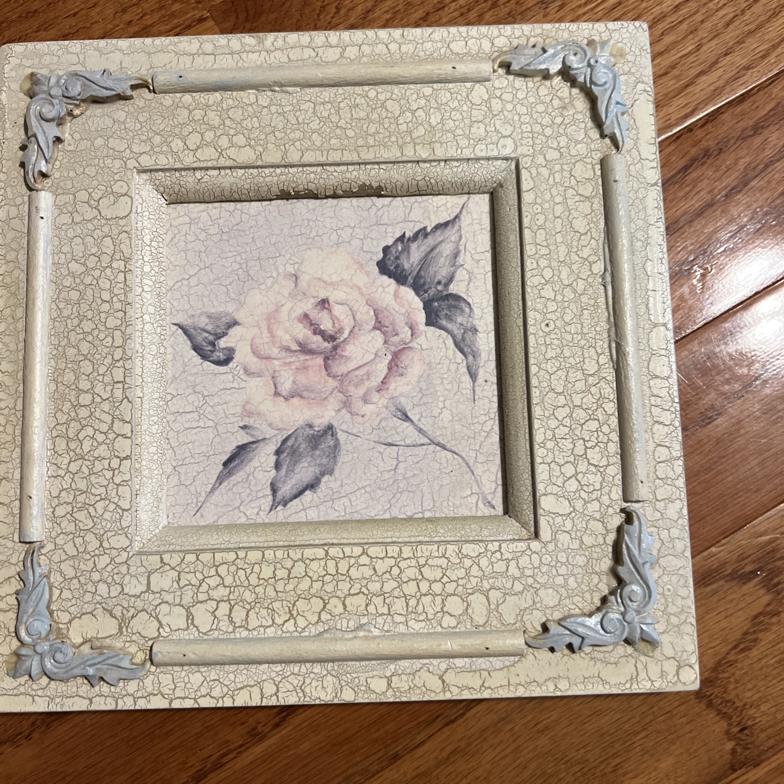 Vintage Flower Wall Art Decor Beige Floral 8x8in Square Flower Prints