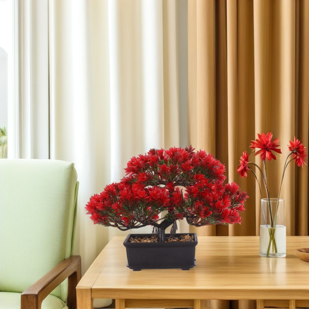 Artificial Bonsai Tree Plastic Desk Ornament for Japanese Style Home Decoration