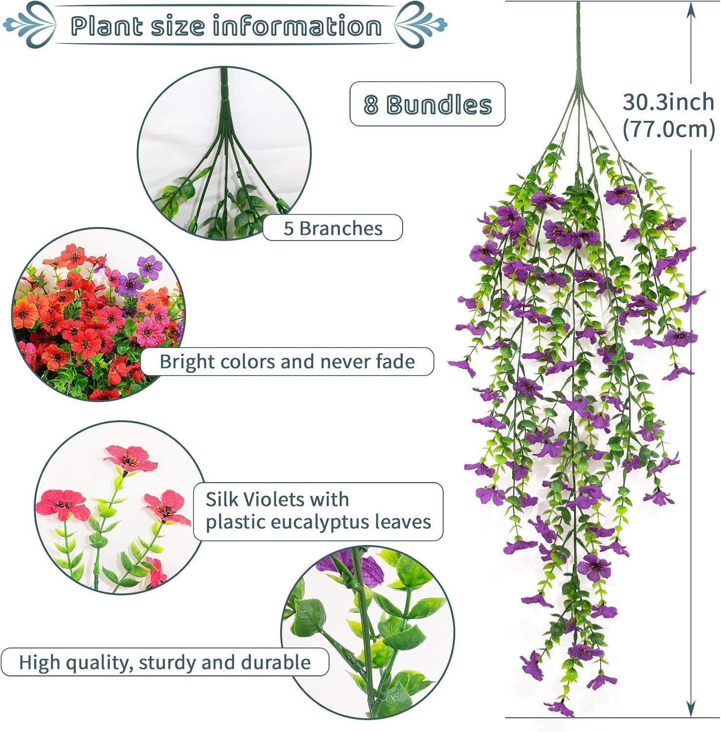 Lifelike 8 Bundle Hanging Daisy Flowers – Perfect for Indoor & Outdoor Decor