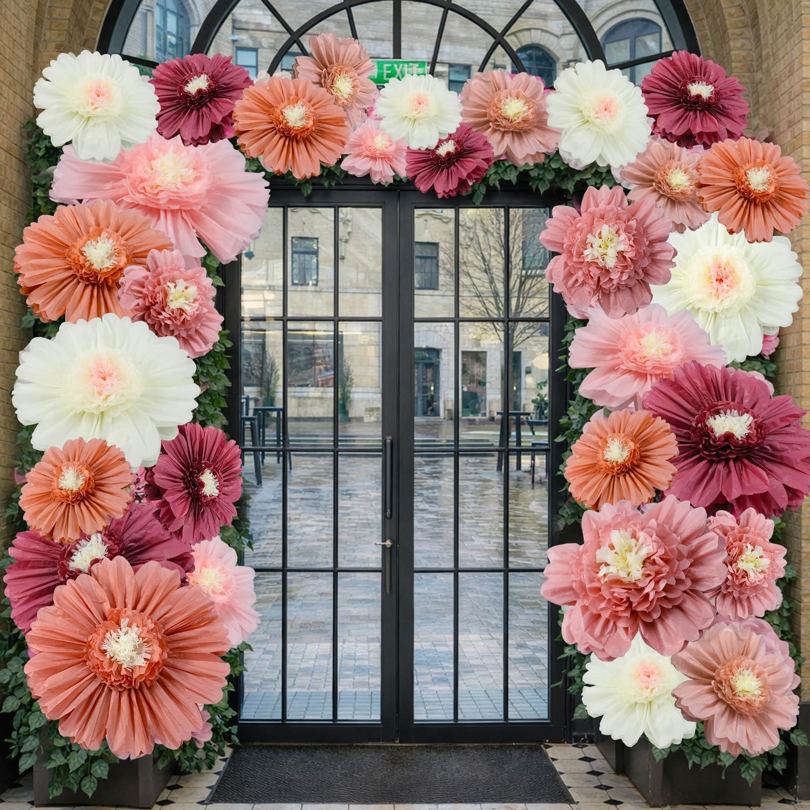 20 Pcs Pink Giant Paper Flowers – Boho Tissue Pom Poms for Wedding, Party Decor