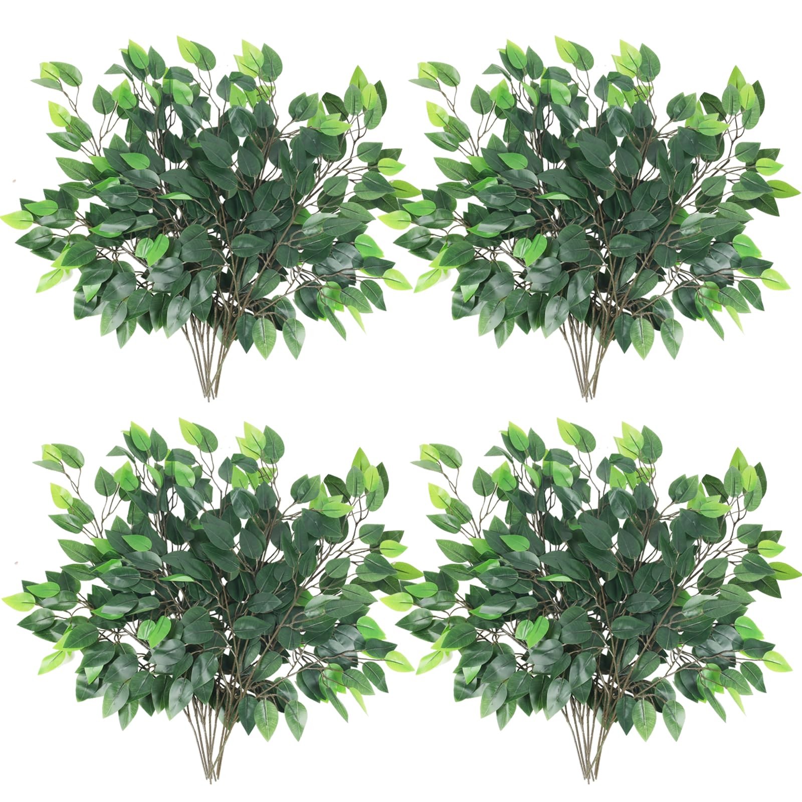 24PCS Artificial Ficus Leaves Branches Faux Ficus Tree Branches Artificial Gr…