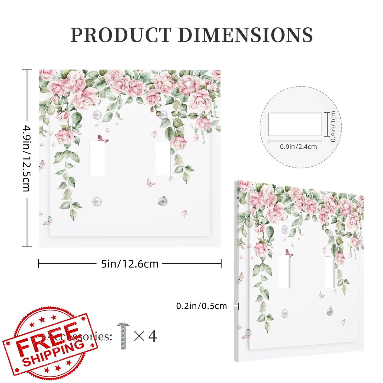 Ihsourgnitnem Double Toggle Pink Rose Watercolor Floral Plant
