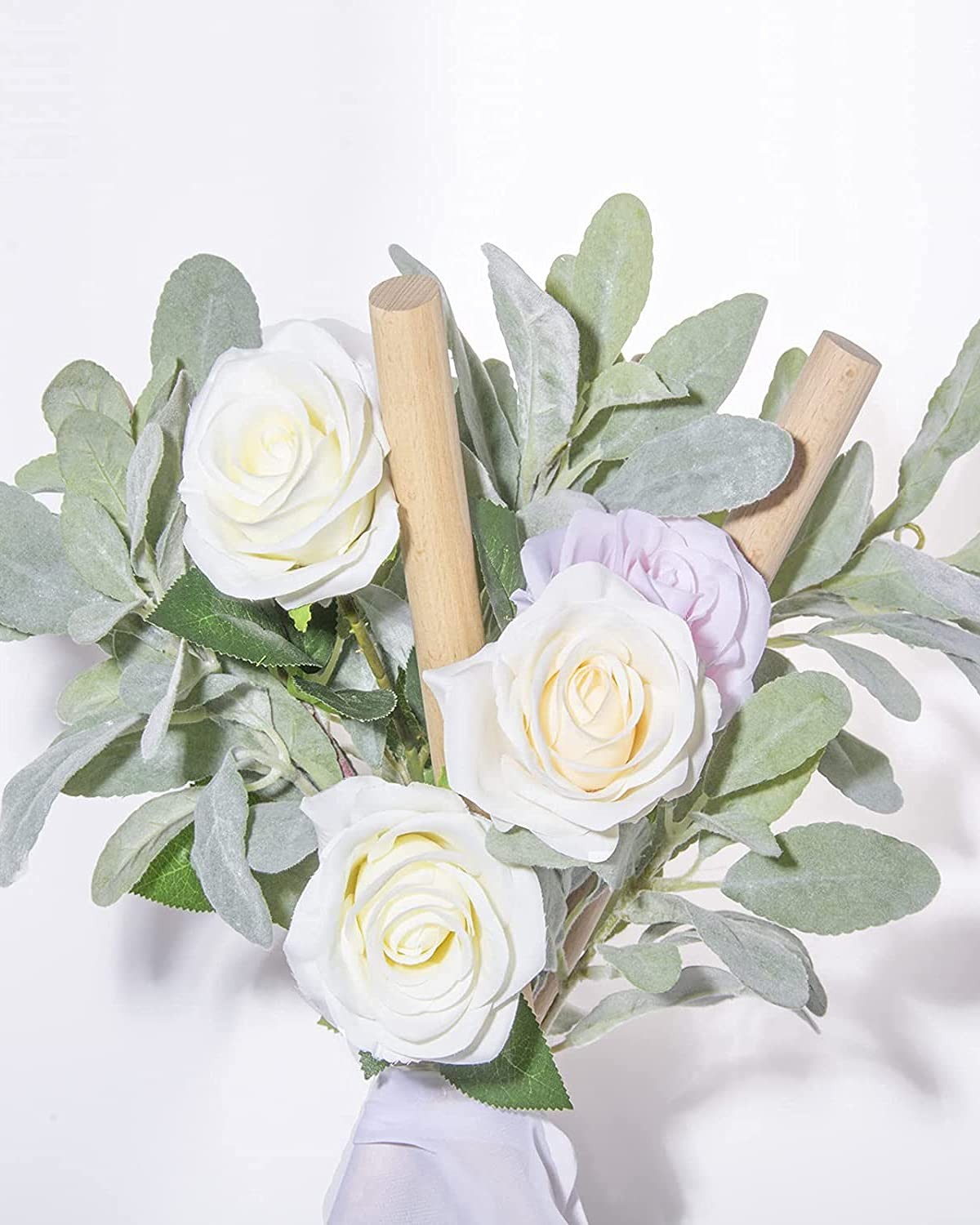 6pcs Artificial Lambs Ear Stems,14″ Flocked Sage Leaves Plants for Wedding Pa…