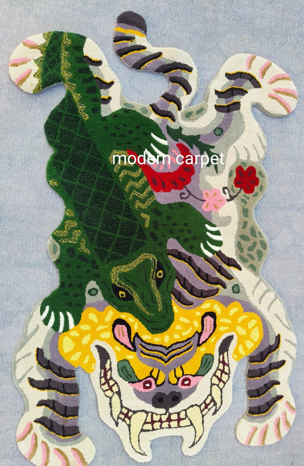 Tibetan Tiger Rugs 3×5 Feet Handmade 100% Woolen Hand Tufted For Home Decoration