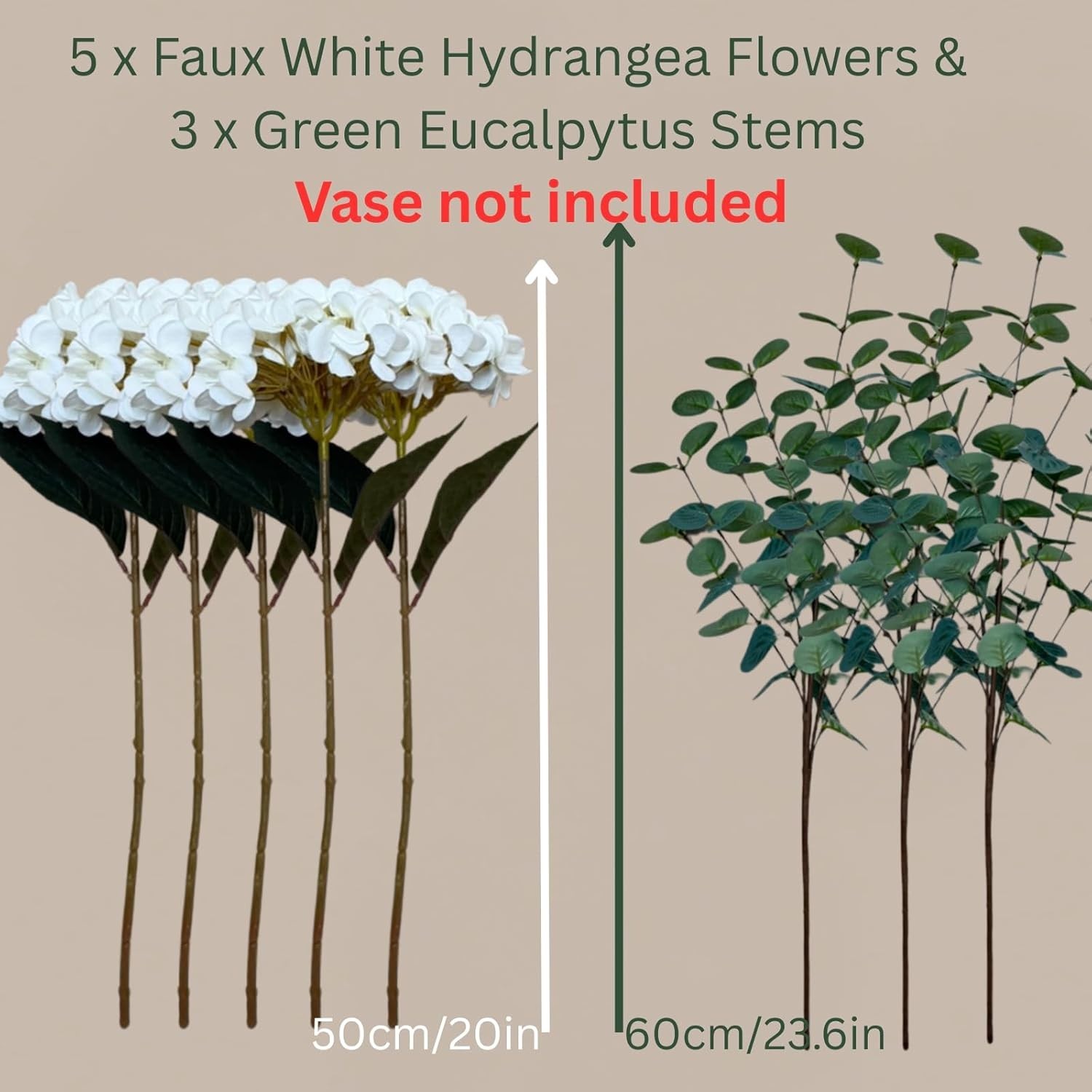 Real Touch White Faux Hydrangea And Eucalyptus Arrangement Faux Floral
