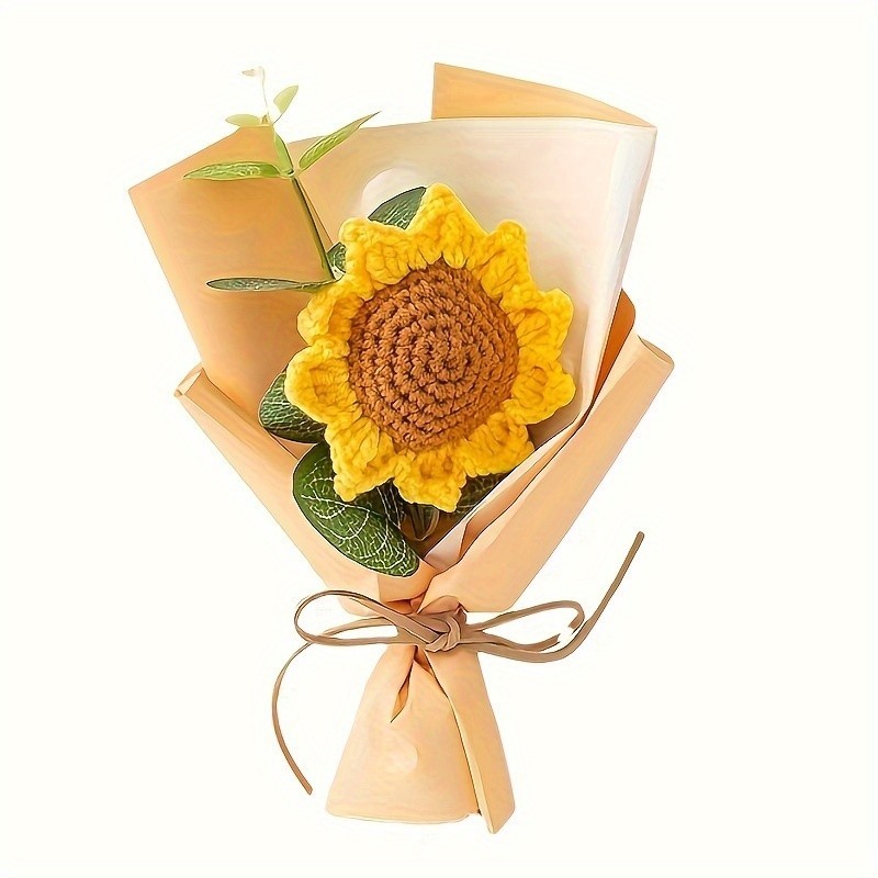 Handmade Eternal Flower Sunflower Daisy Bouquet Artificial Flower Crochet gift
