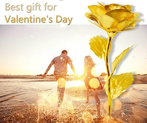 24K Golden Rose, Artificial Rose Flower Gifts for Her with Luxury Gift Box Gr…