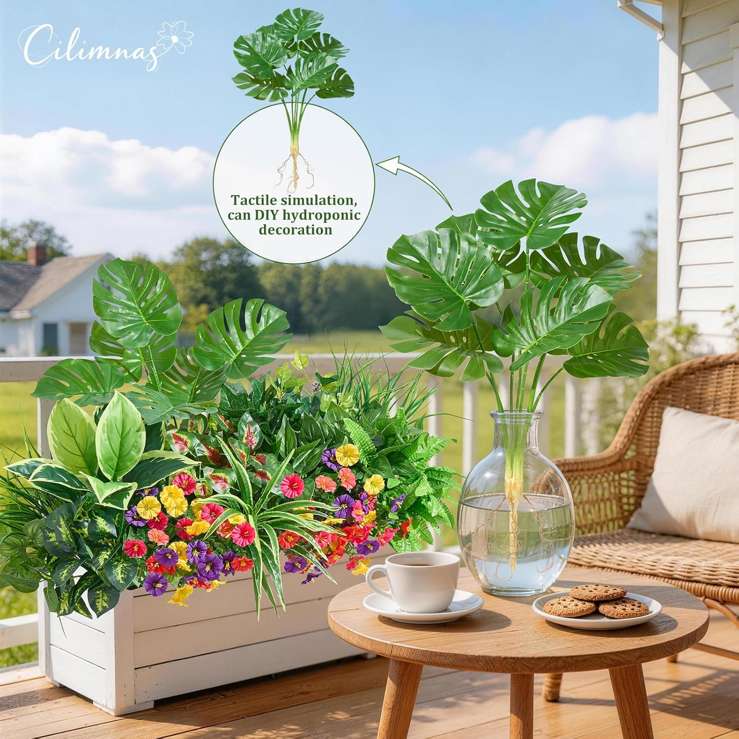 18Pcs UV Resistant Faux Plants for Outdoor Decor, Garden & Patio Use
