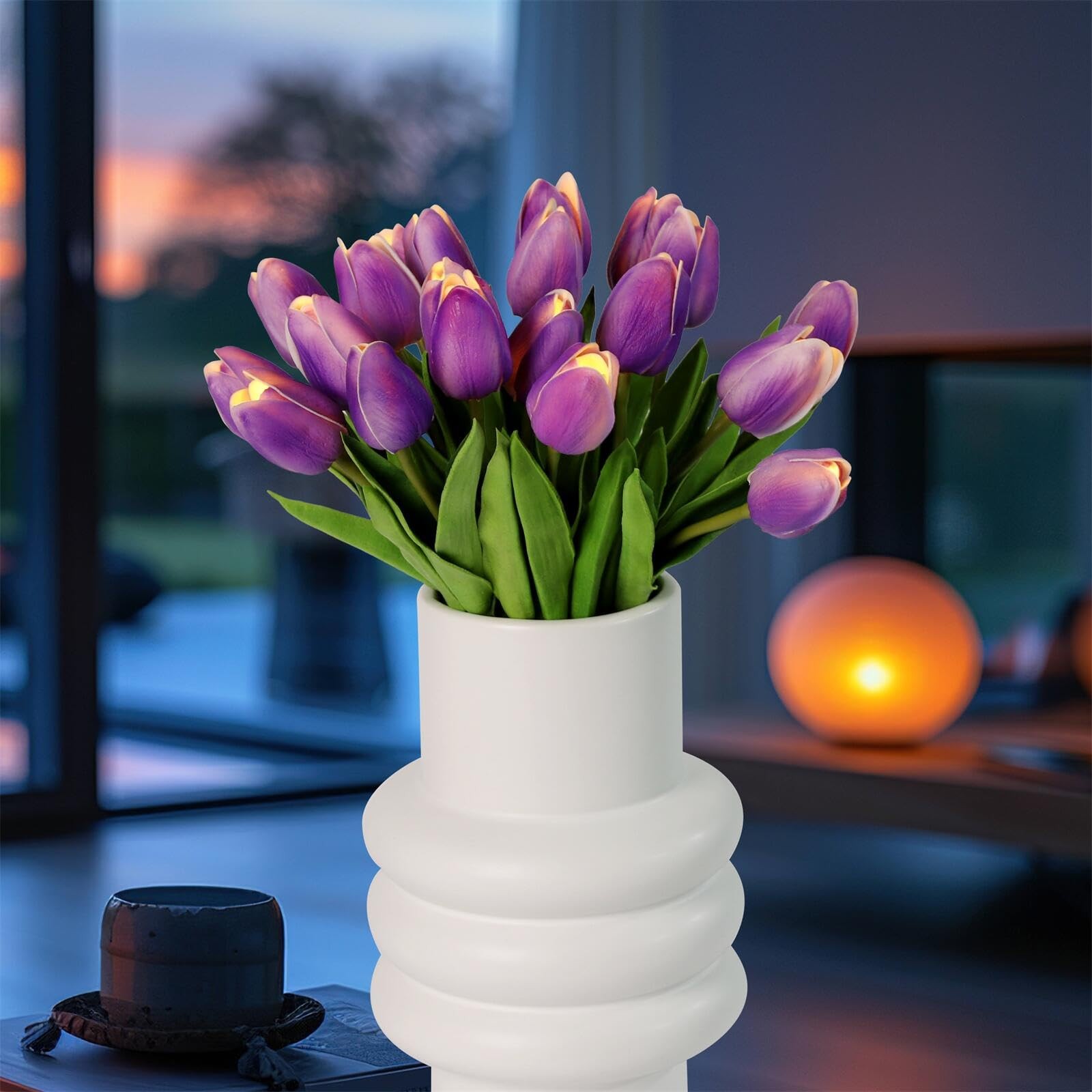 20pcs Tulip Bouquet Lamp Artificial Flower Night Light Real Touch Tulip Night…