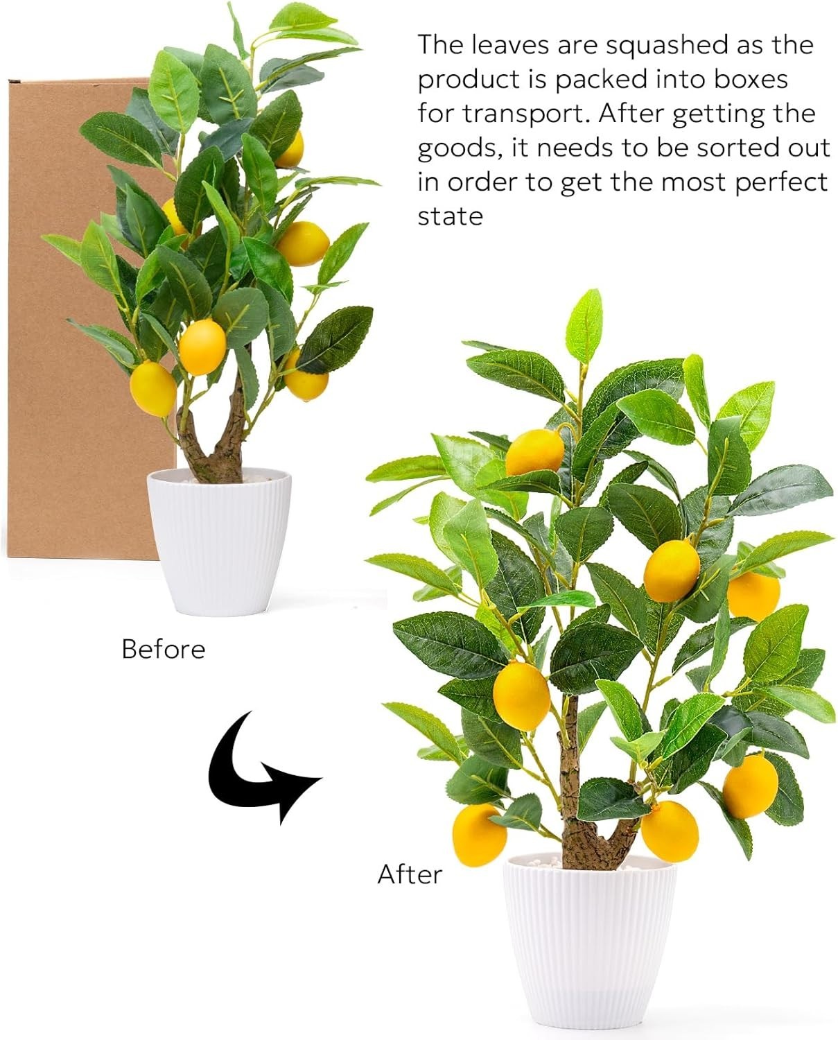 Artificial Lemon Tree with White Pot, 18” Faux Citrus Plant for Kitchen, Bath…