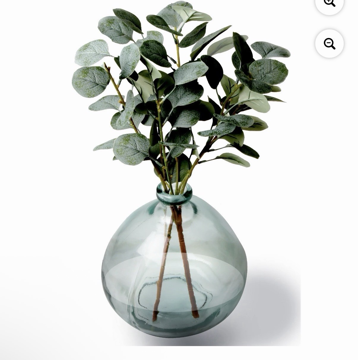 Better Homes & Gardens 12″ Artificial Green Eucalyptus in Blown Glass Vase