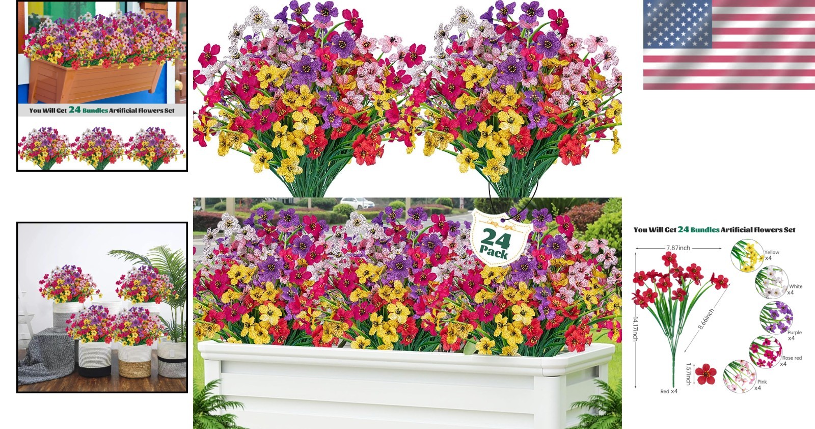 Handmade 24-Cultivated Artificial Flowers – Stunning for Indoor & Outdoor