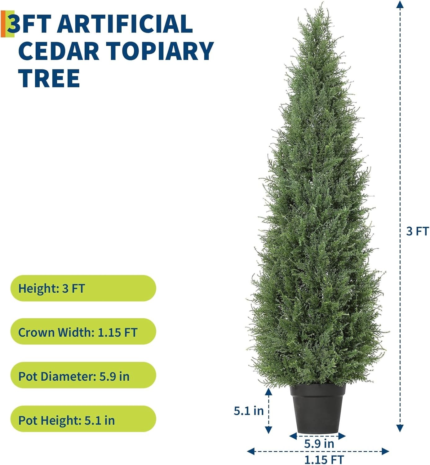 Set of 2 Lifelike Cedar Topiary Trees, Indoor or Patio Plants, Zero Maintenance