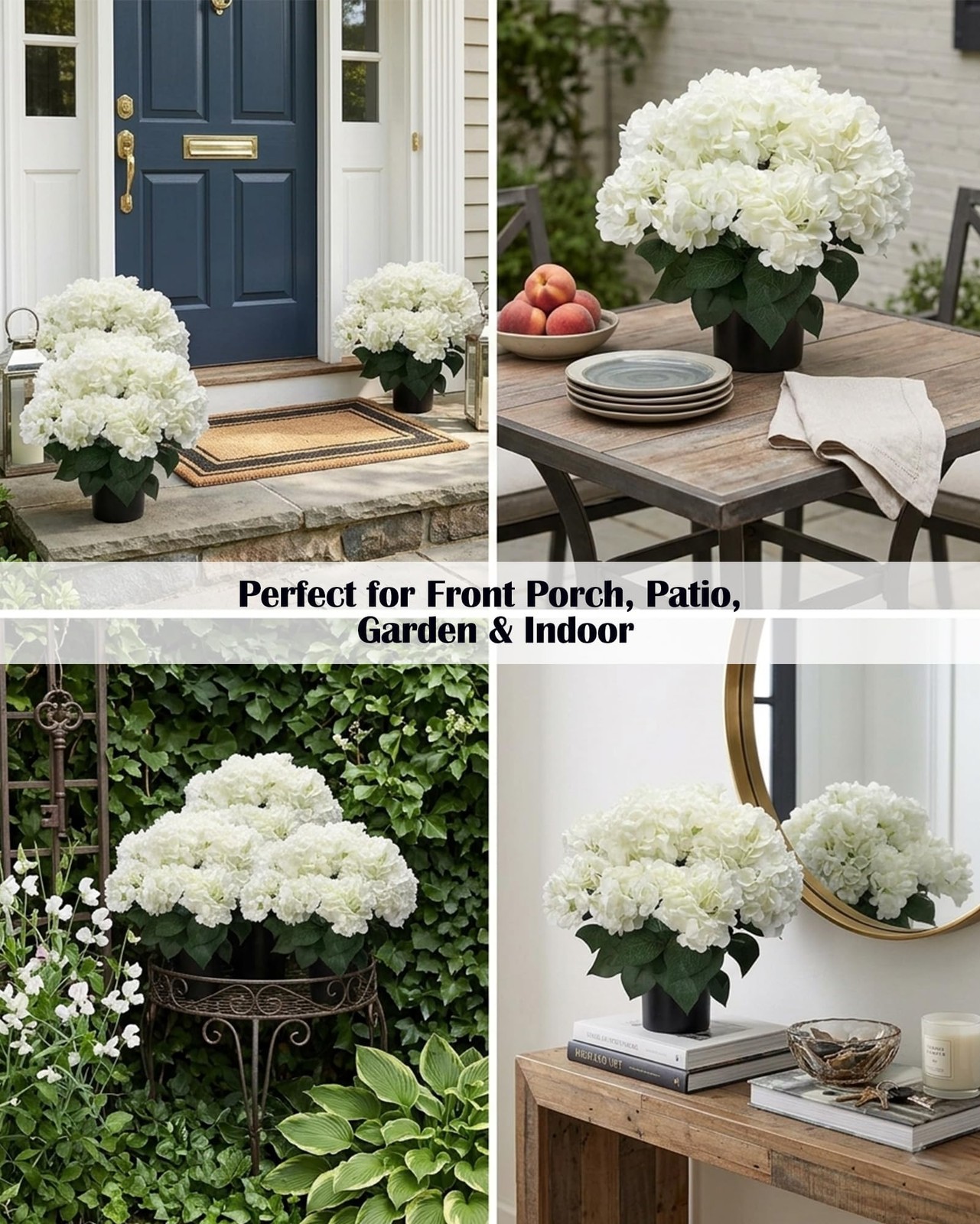 20” Artificial Hydrangea Plants Outdoor in Pots, UV Resistant Faux Hydrangea …