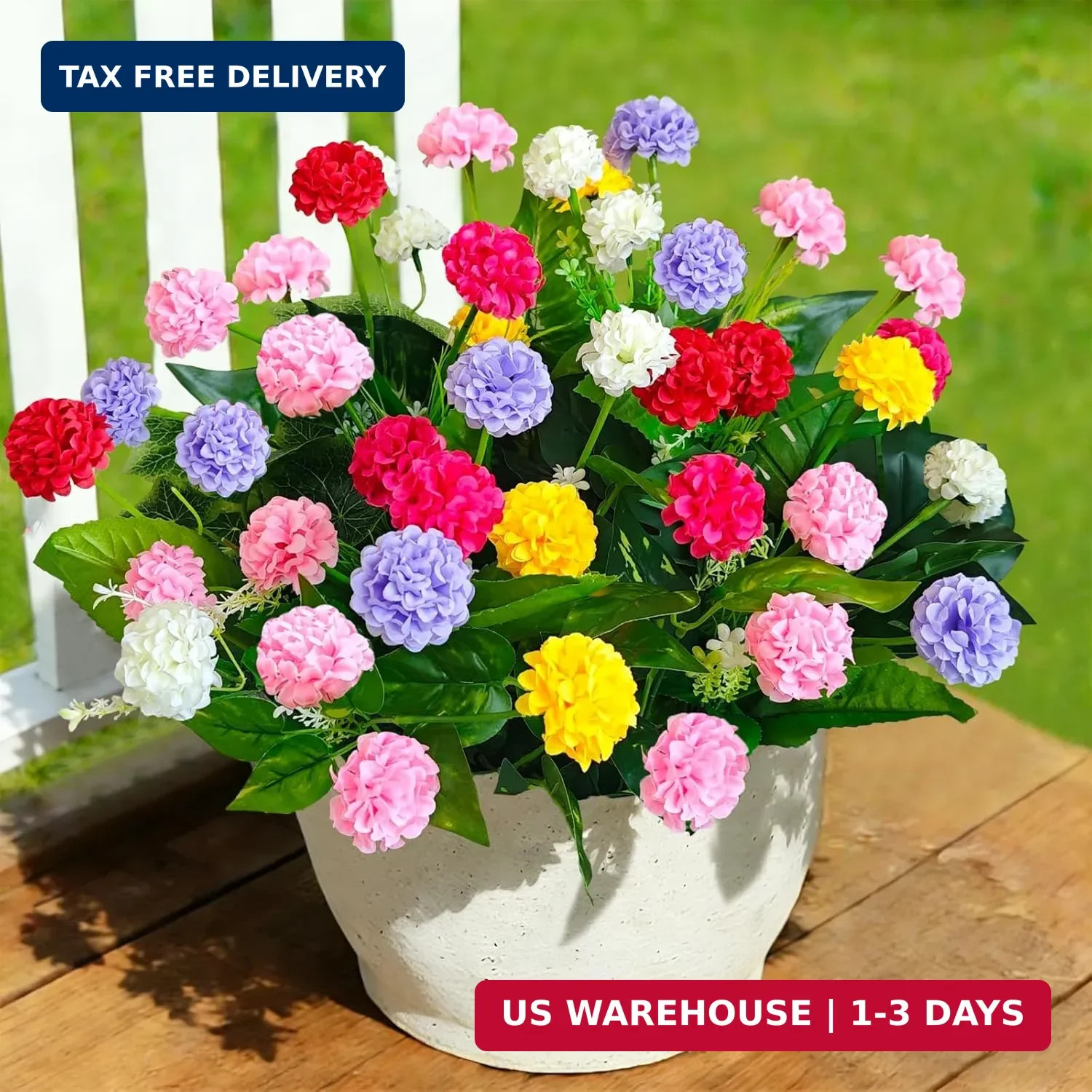 10Pcs Artificial Flowers for Outdoors UV Resistant，6Pcs Colorful Fake Mums Flowe