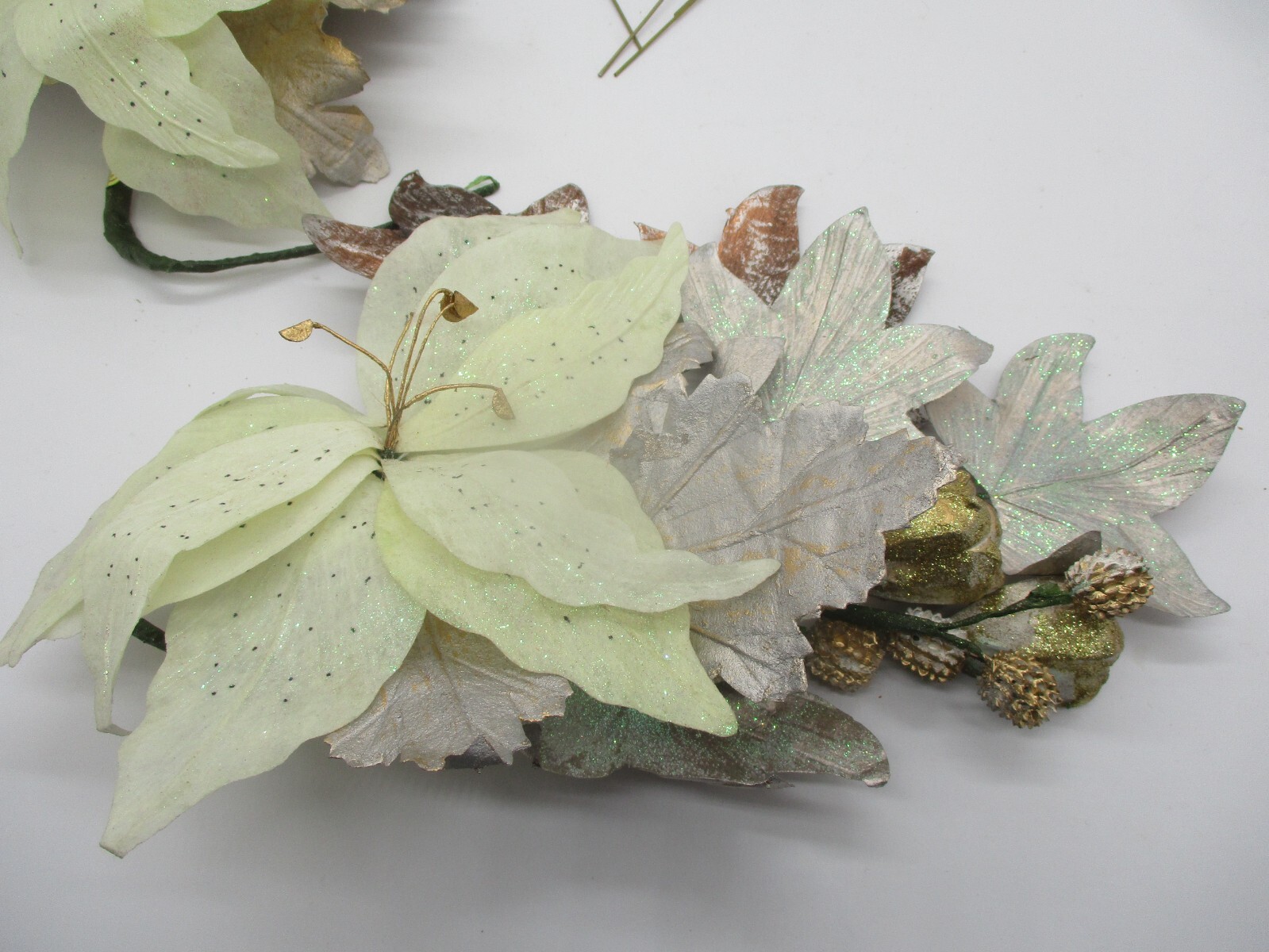 Christmas Flowers, Gold Cloth, Fake Acorns, Etc