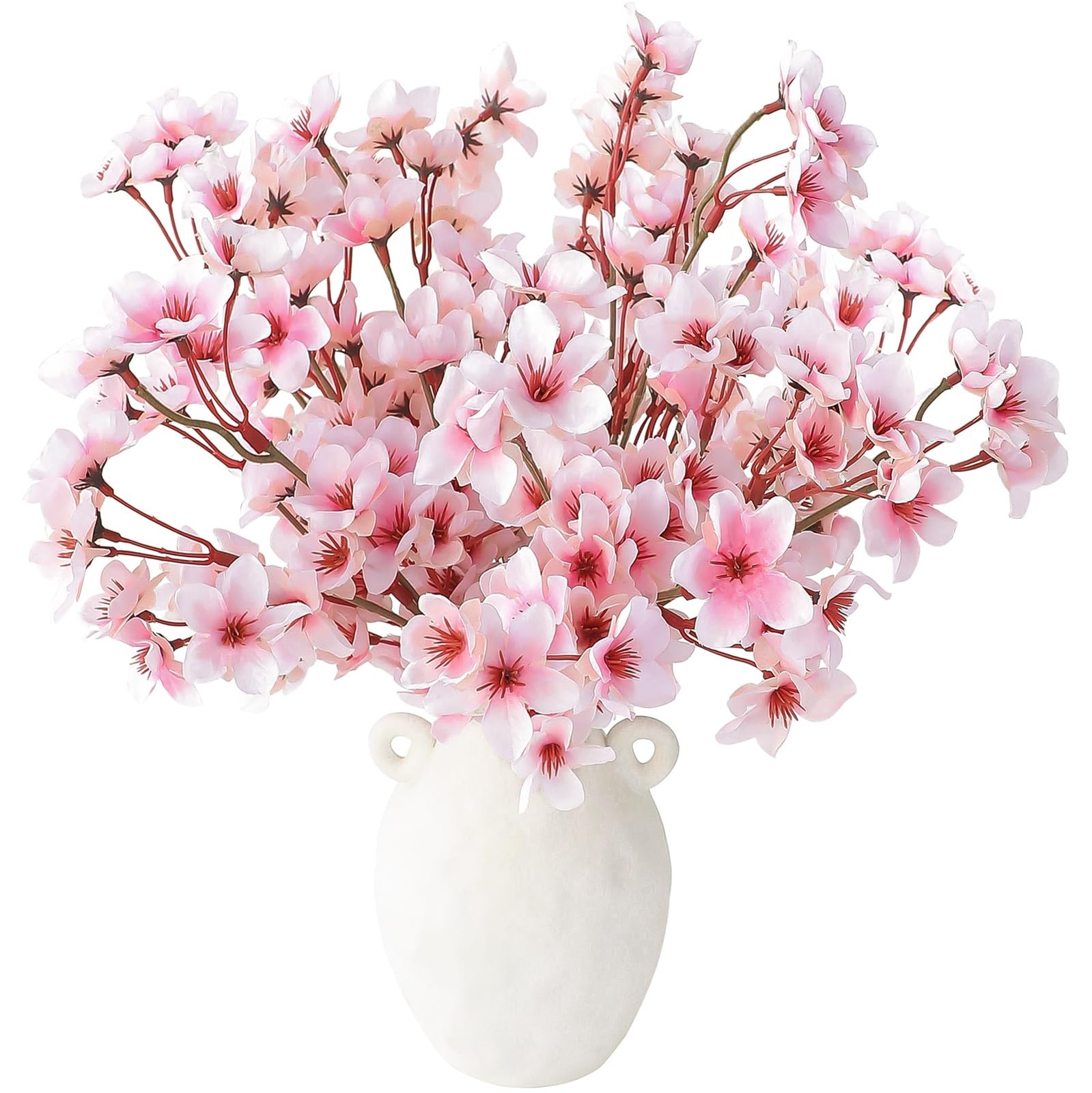 Artificial Cherry Blossom Branches Pink Faux Silk Flowers Bouquets 6 PCS