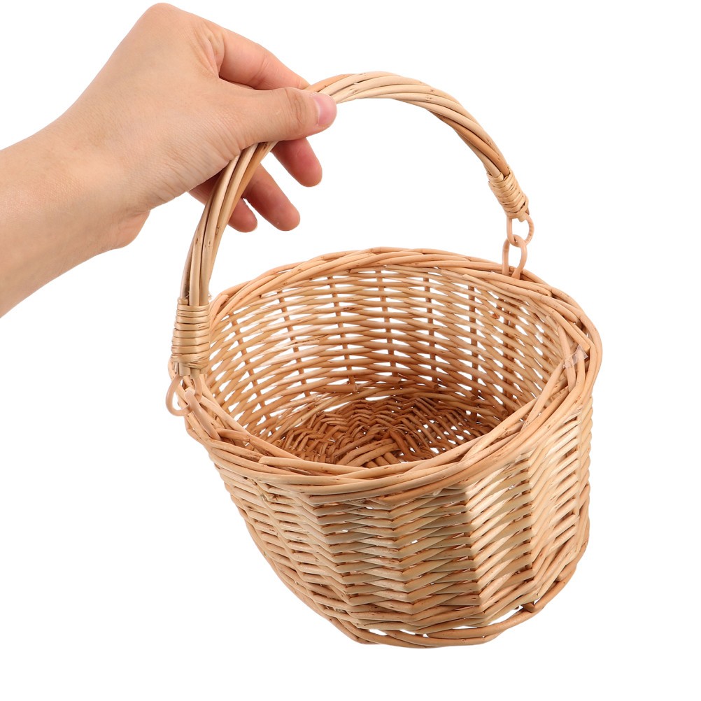 Wicker Flower Girl Basket Baskets for Picnic Party Bridal Shower
