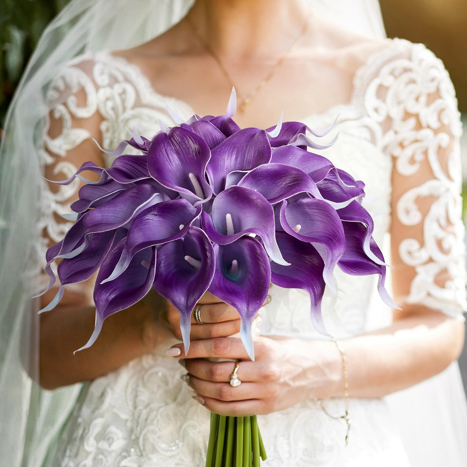 12Pcs Pruple Calla Lily Artificial Flowers for Wedding Bouquet