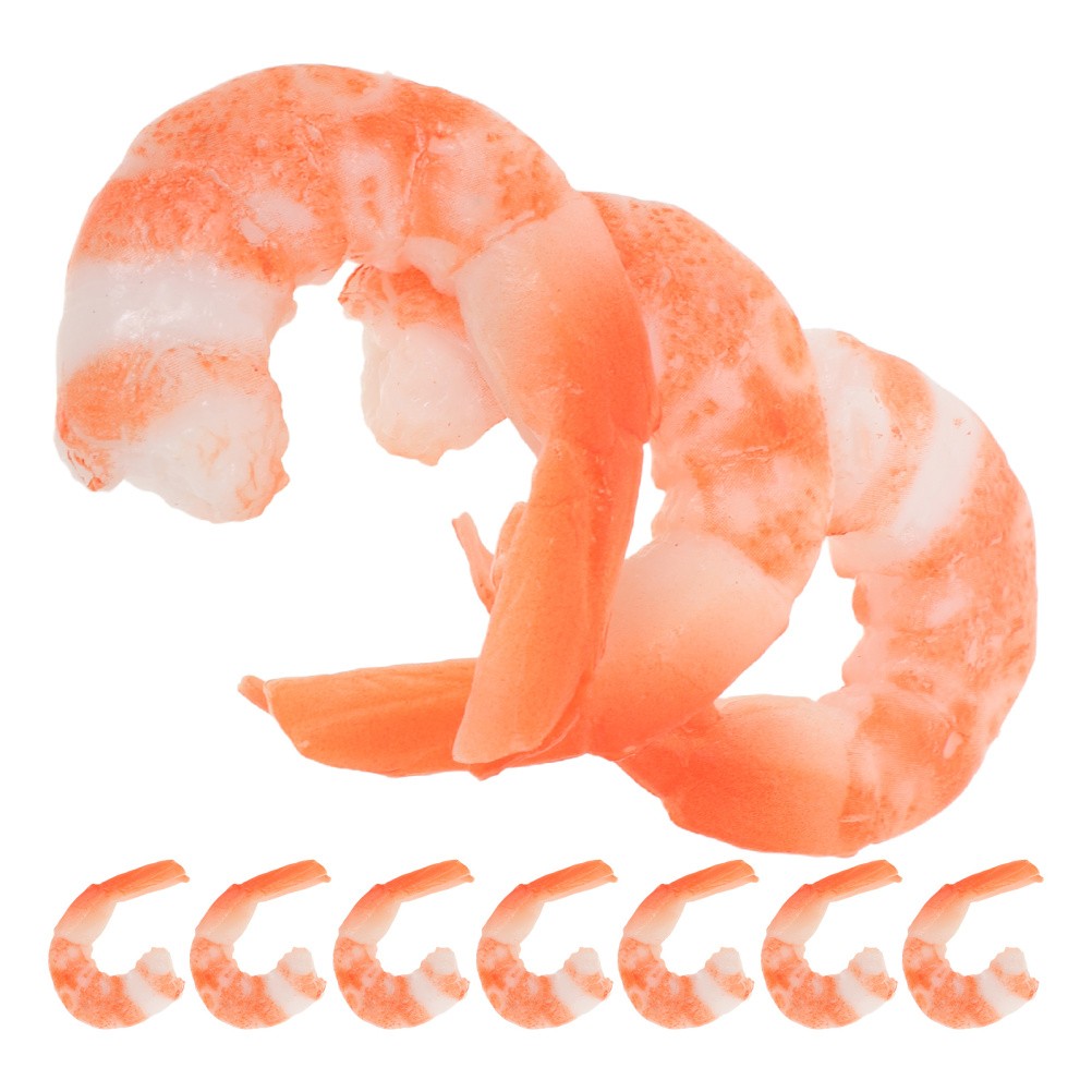 10 Pcs Plastic Cooked Shrimp Model Realistic Food Toy Decoration For Party