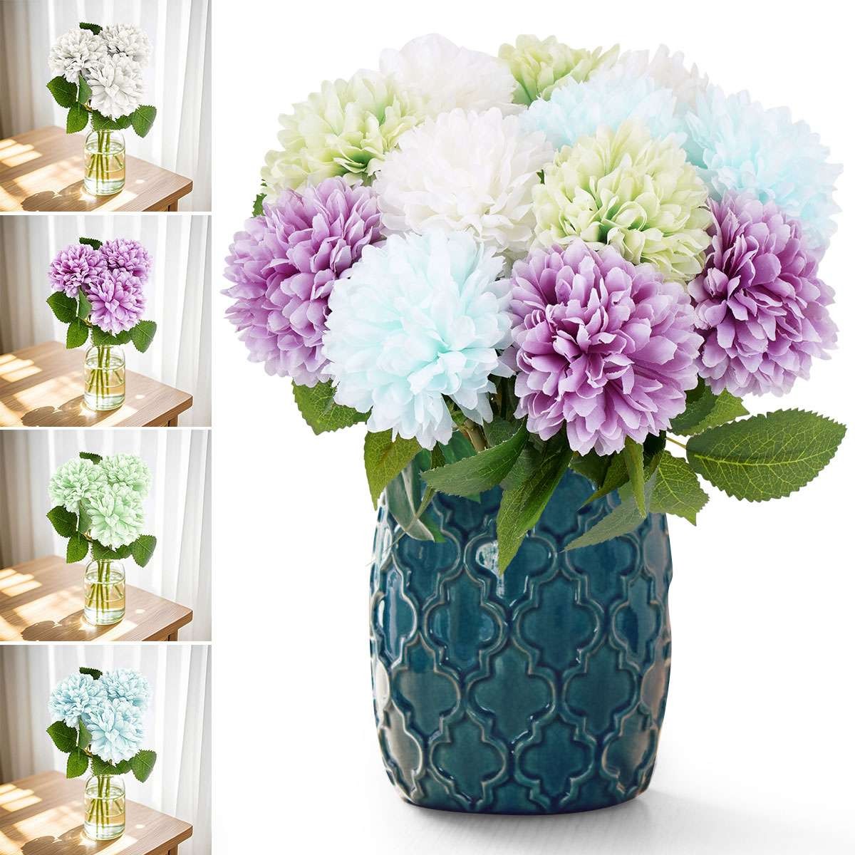 Lot Artificial Flowers Chrysanthemum Bouquet Fake Plants Wedding Yard Home Decor