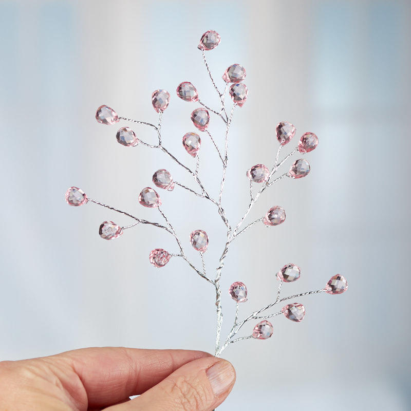 Set of 6 Pink Acrylic Gem 8″ Accent Sprays for Corsages and Accenting