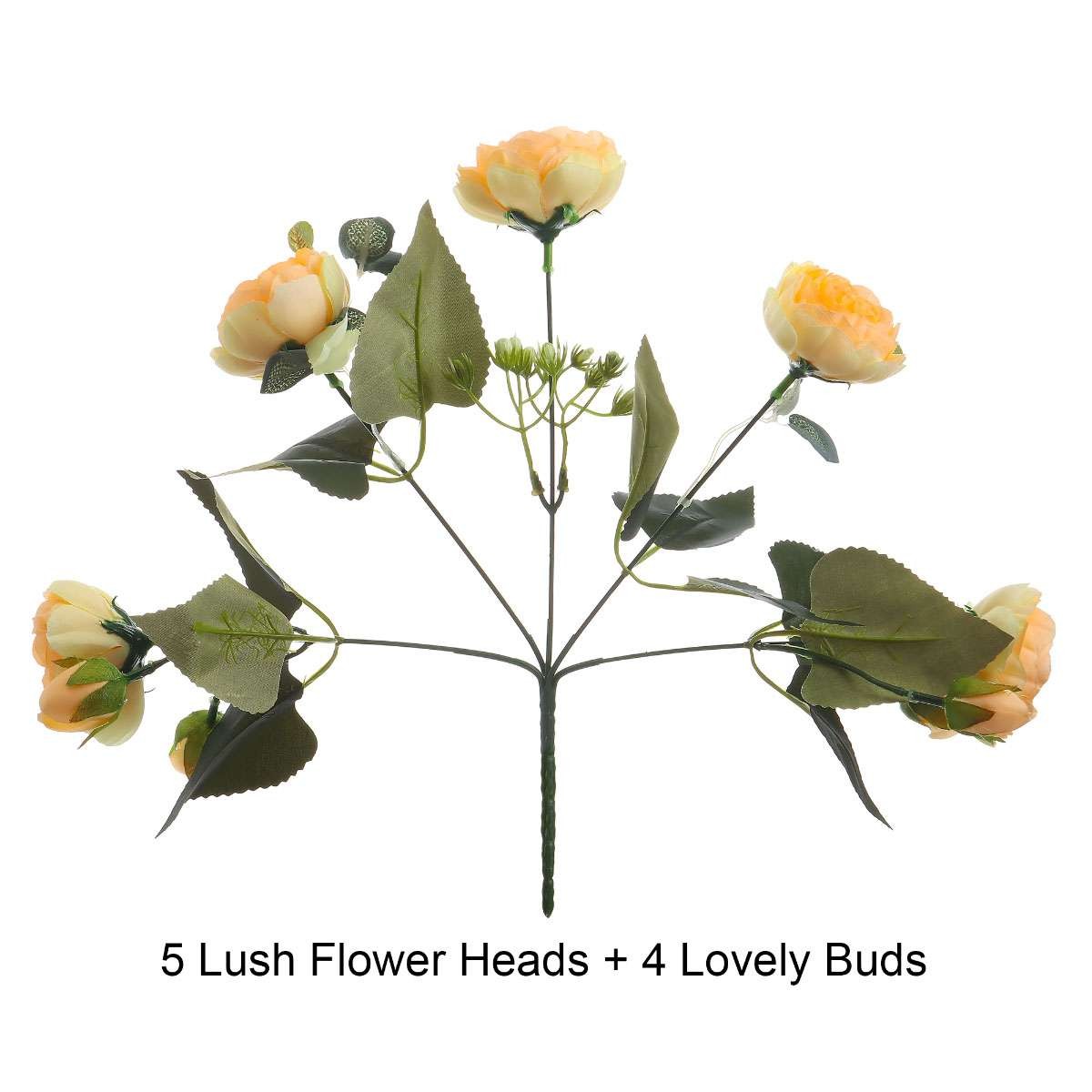 Artificial 9 Heads Silk Peony Flower Wedding Bouquet Home Party Outdoor Decor US